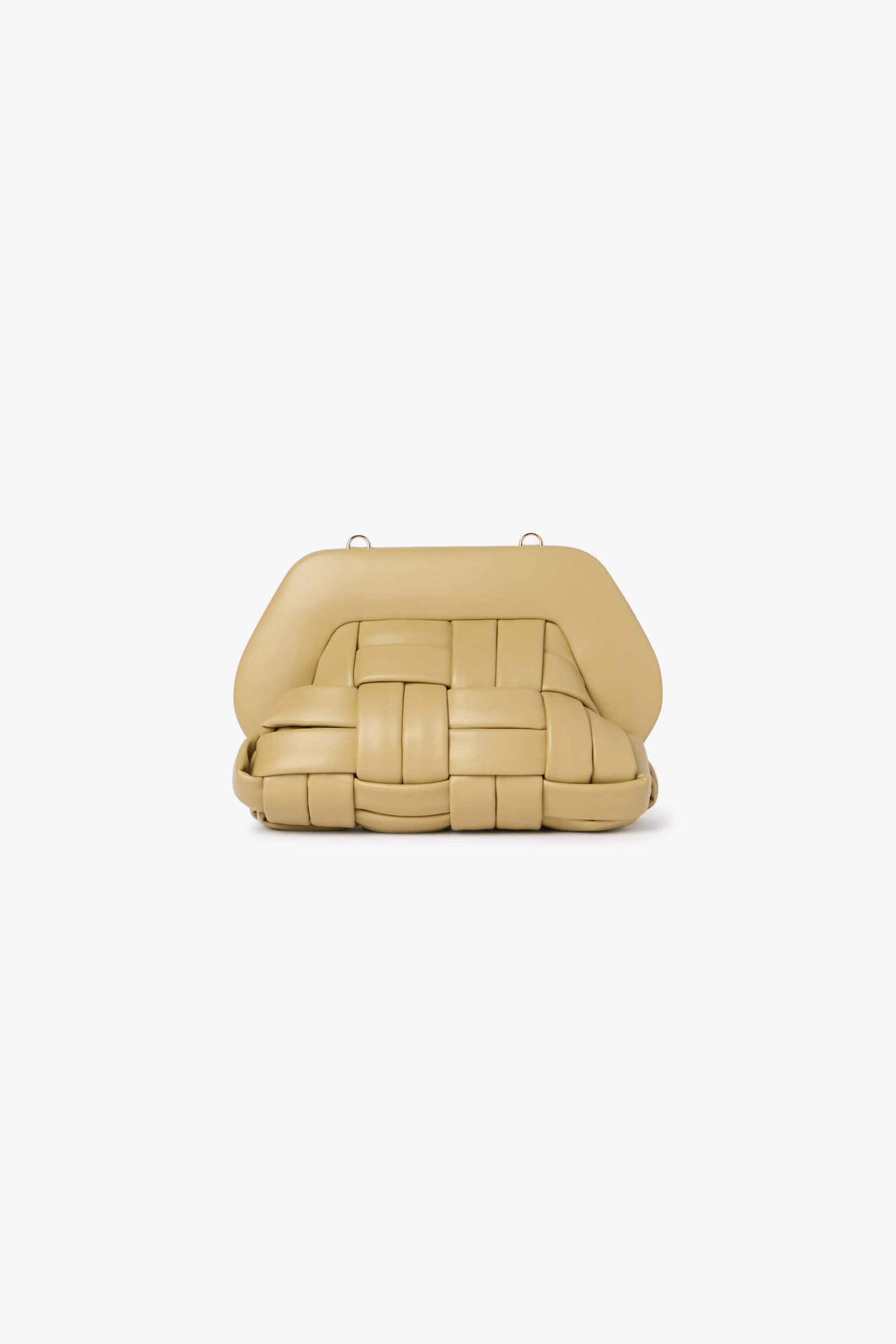 Themoirè γυναικείο τσαντάκι clutch vegan με πλεκτό σχέδιο "Tia" - TMSR25TIN24 Λαδί