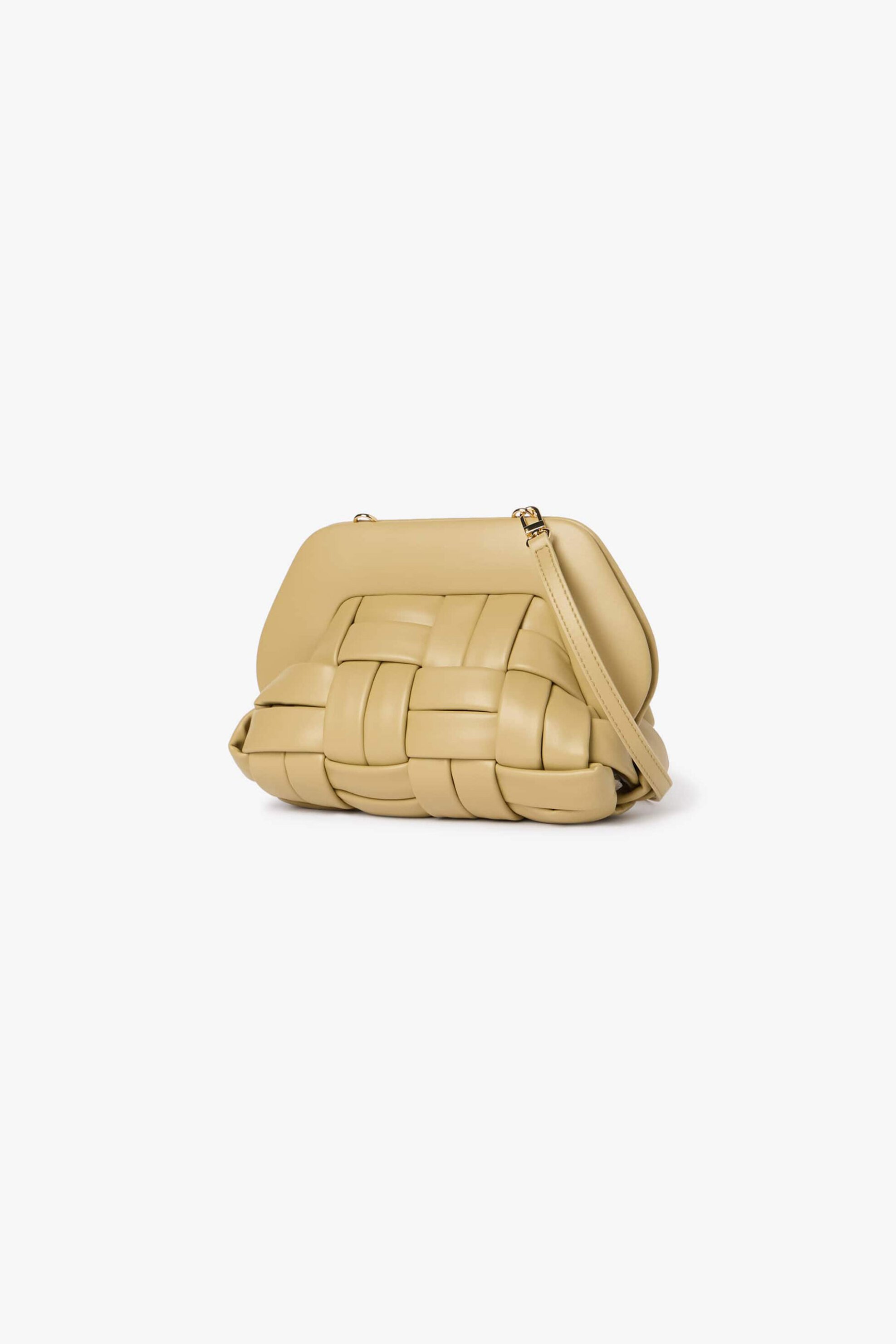 THEMOIRè Themoirè γυναικείο τσαντάκι clutch vegan με πλεκτό σχέδιο "Tia" - TMSR25TIN24 Λαδί - 2