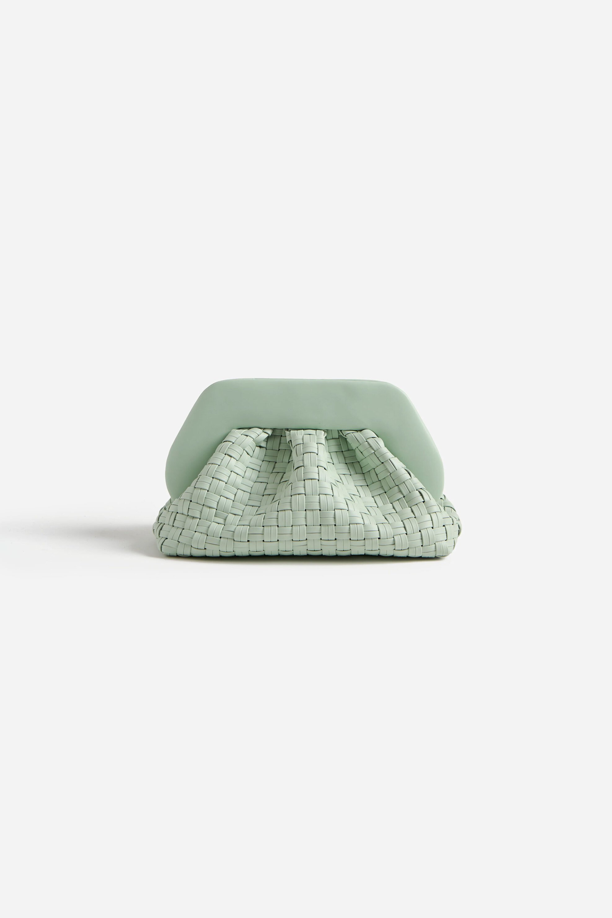 THEMOIRè Themoirè γυναικείο τσαντάκι clutch vegan με λεπτό πλεκτό σχέδιο "Tia" - TMSR25TMW110 Πράσινο Ανοιχτό