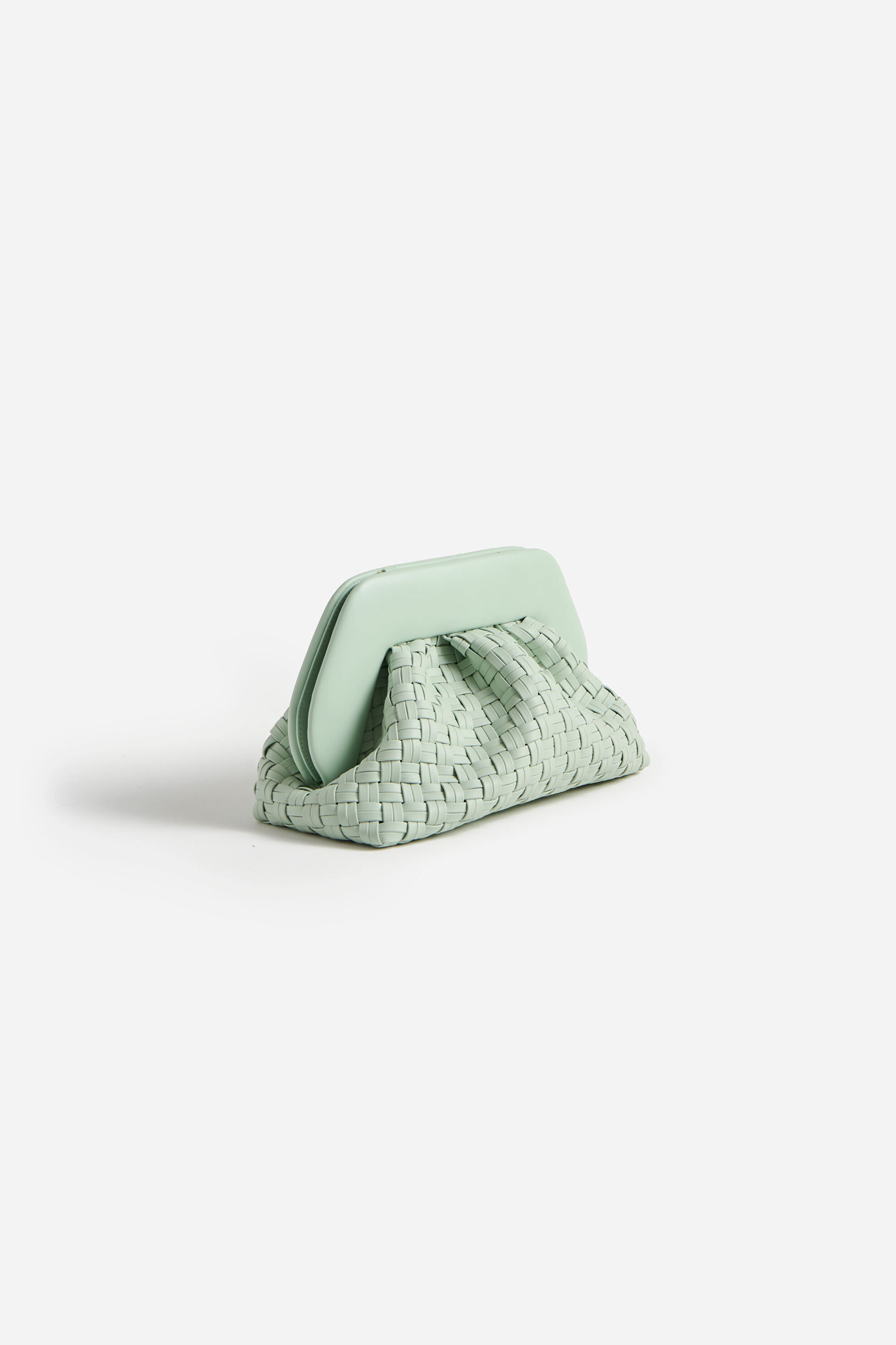 Themoirè γυναικείο τσαντάκι clutch vegan με λεπτό πλεκτό σχέδιο "Tia" - TMSR25TMW110 Πράσινο Ανοιχτό φωτογραφία