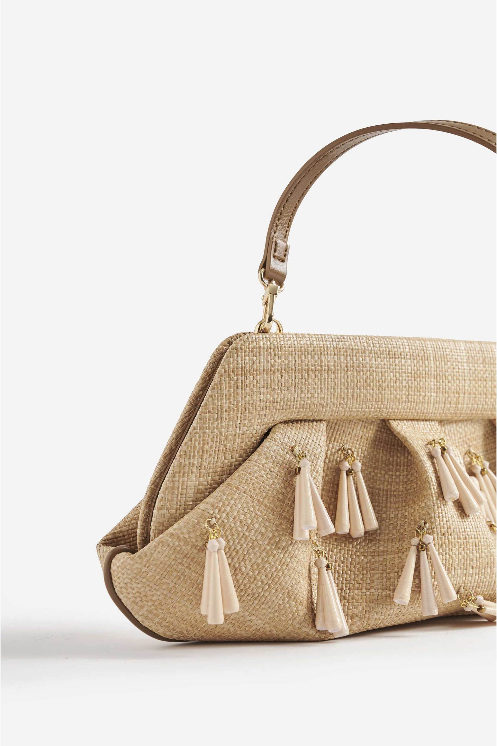 THEMOIRè Themoirè γυναικείο τσαντάκι clutch vegan από raffia "Emera" - TMSS25EMROP113 Μπεζ - 4