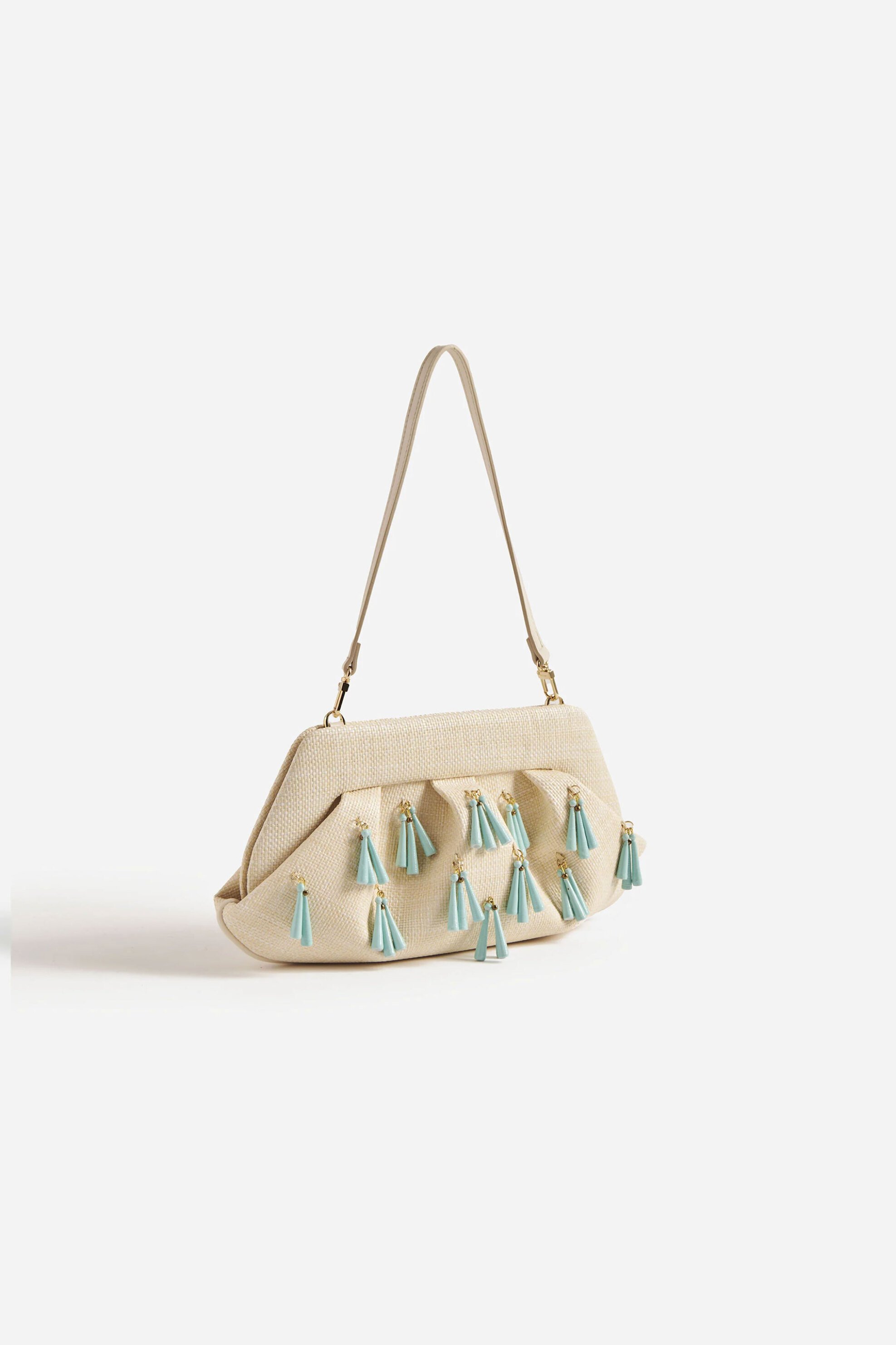 THEMOIRè Themoirè γυναικείο τσαντάκι clutch vegan από raffia "Emera" - TMSS25EMROP125 Εκρού - 2