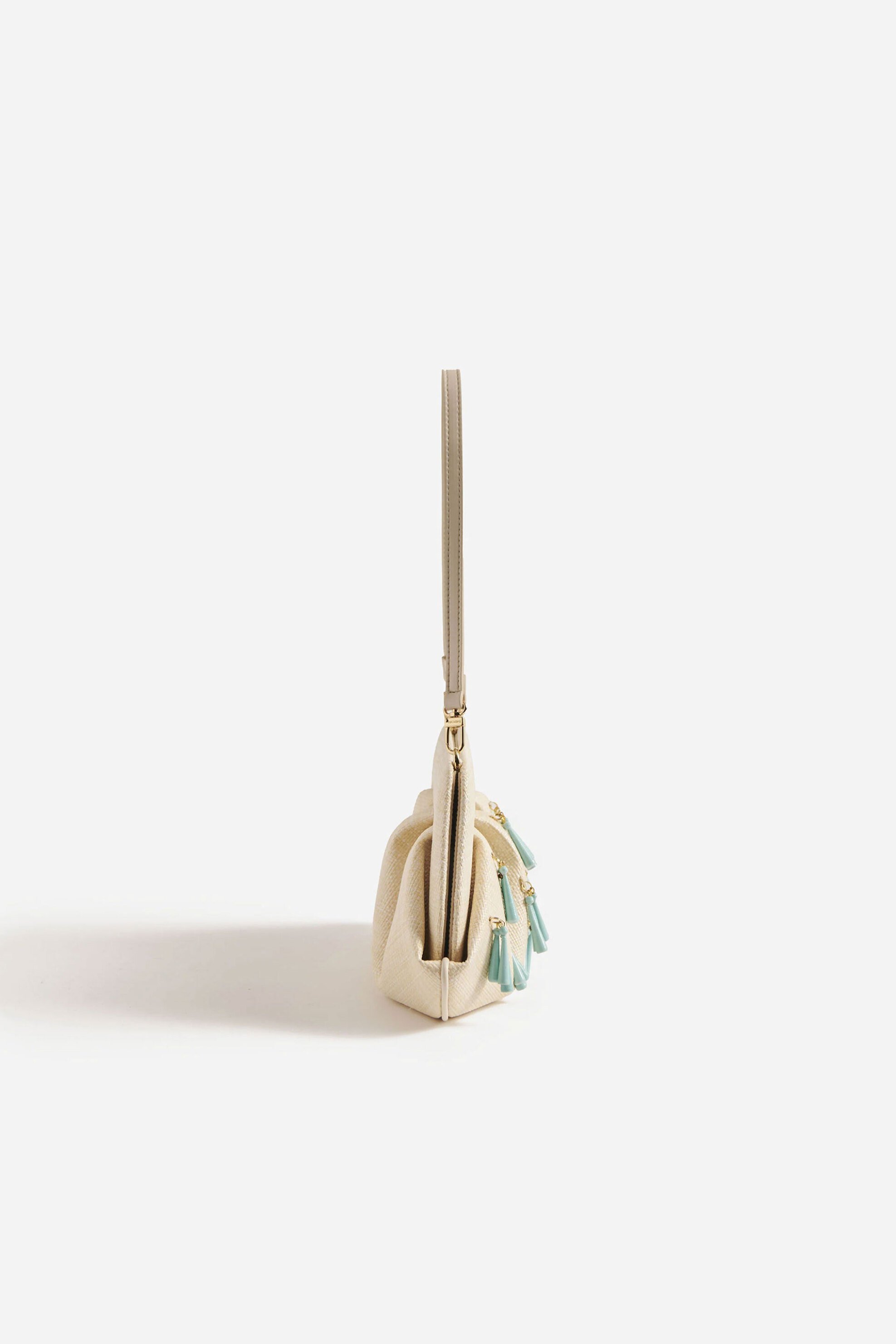 THEMOIRè Themoirè γυναικείο τσαντάκι clutch vegan από raffia "Emera" - TMSS25EMROP125 Εκρού - 3