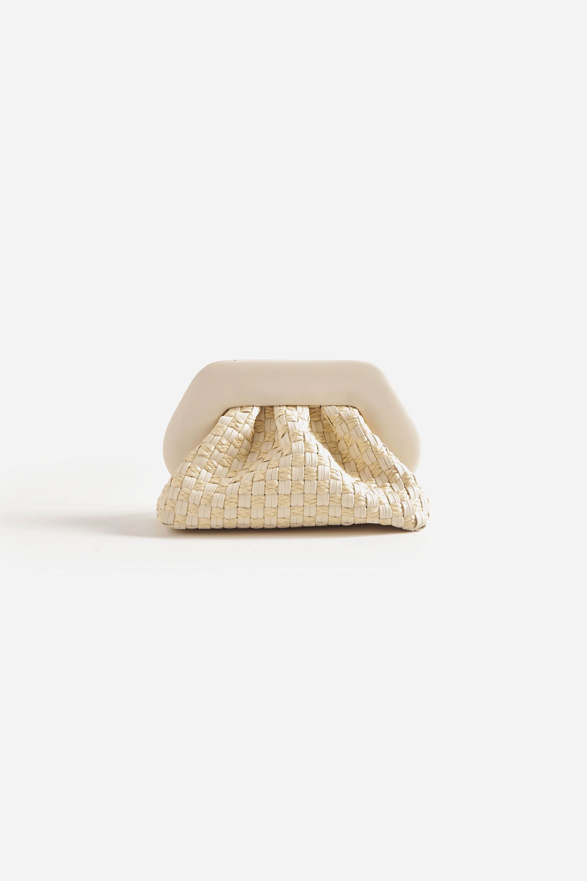 Themoirè γυναικείο τσαντάκι clutch vegan με λεπτό πλεκτό σχέδιο από raffia "Tia" - TMSS25TMWP81 Μπεζ