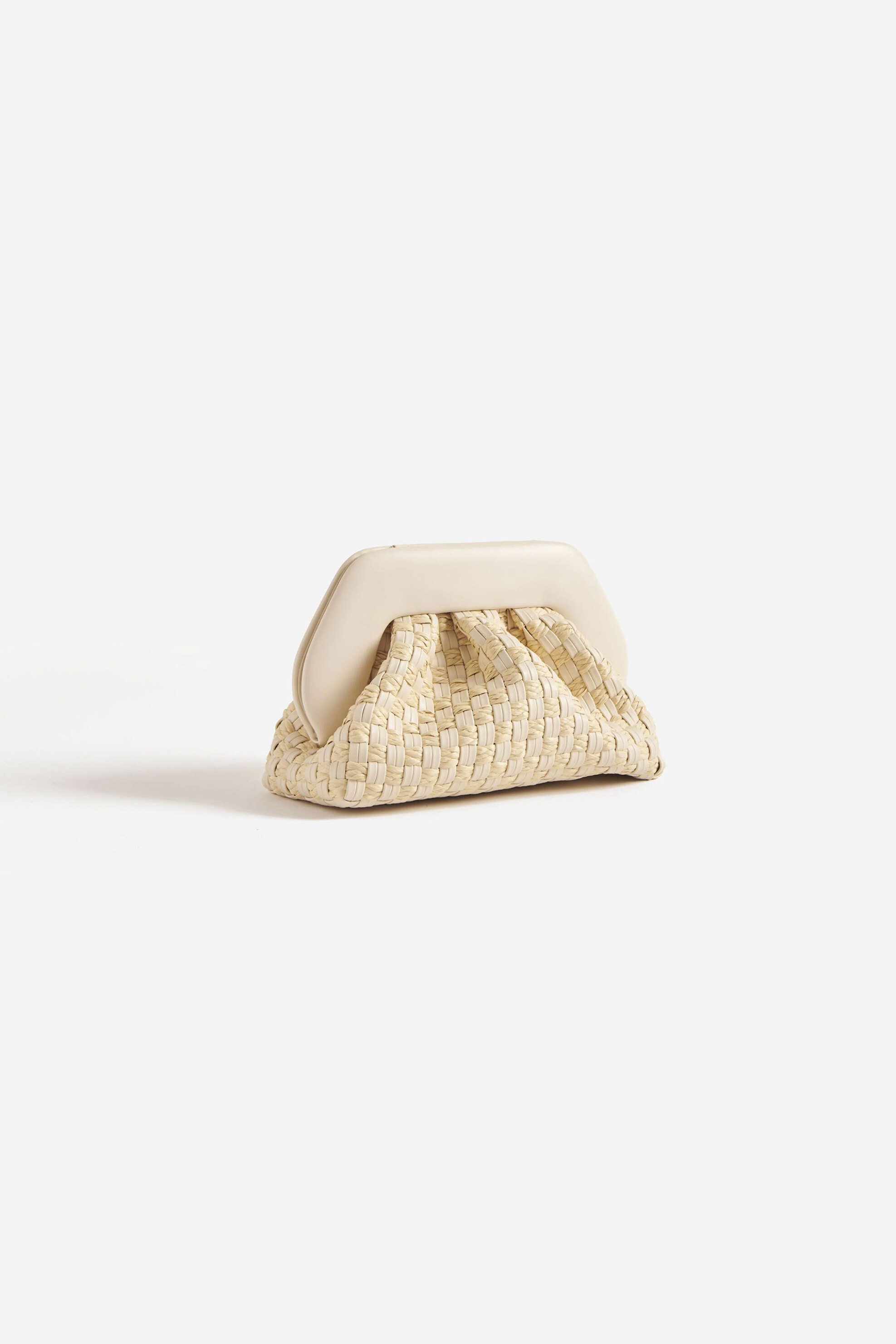 THEMOIRè Themoirè γυναικείο τσαντάκι clutch vegan με λεπτό πλεκτό σχέδιο από raffia "Tia" - TMSS25TMWP81 Μπεζ - 2