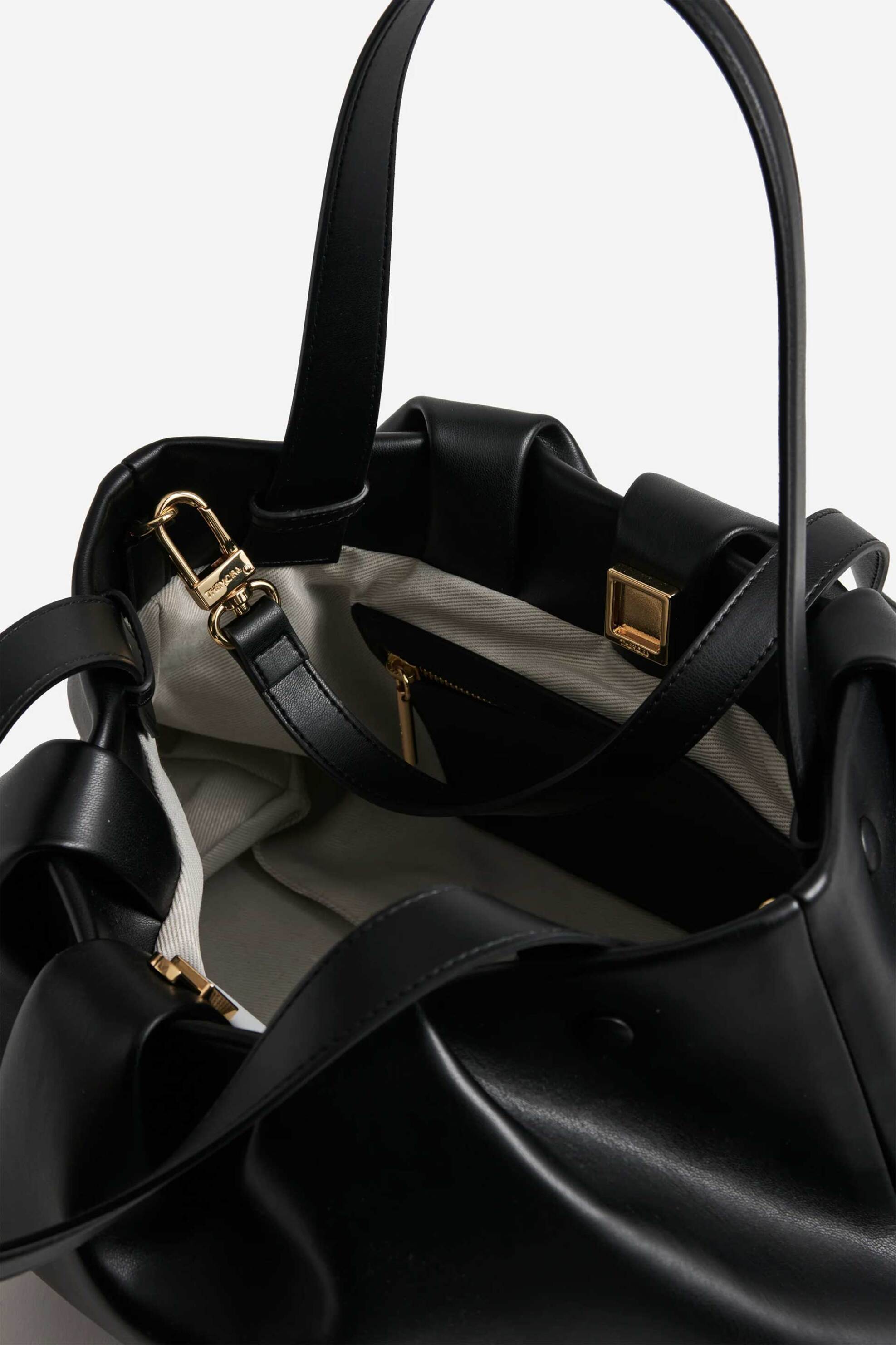 Themoirè γυναικεία τσάντα χειρός/ώμου vegan "Athena" - TMCOAHN1 Μαύρο φωτογραφία