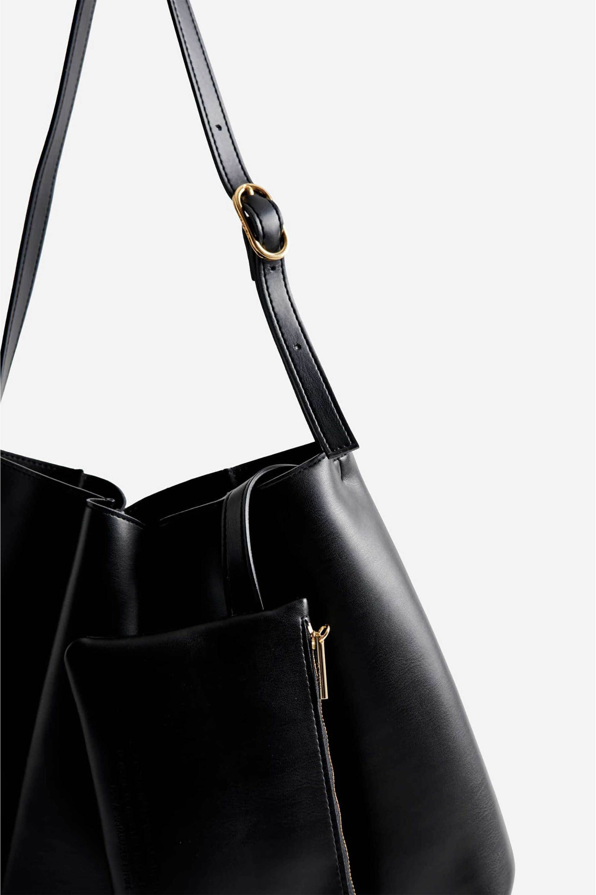 Themoirè γυναικεία τσάντα ώμου vegan "Helena" - TMCOHLNN1 Μαύρο φωτογραφία