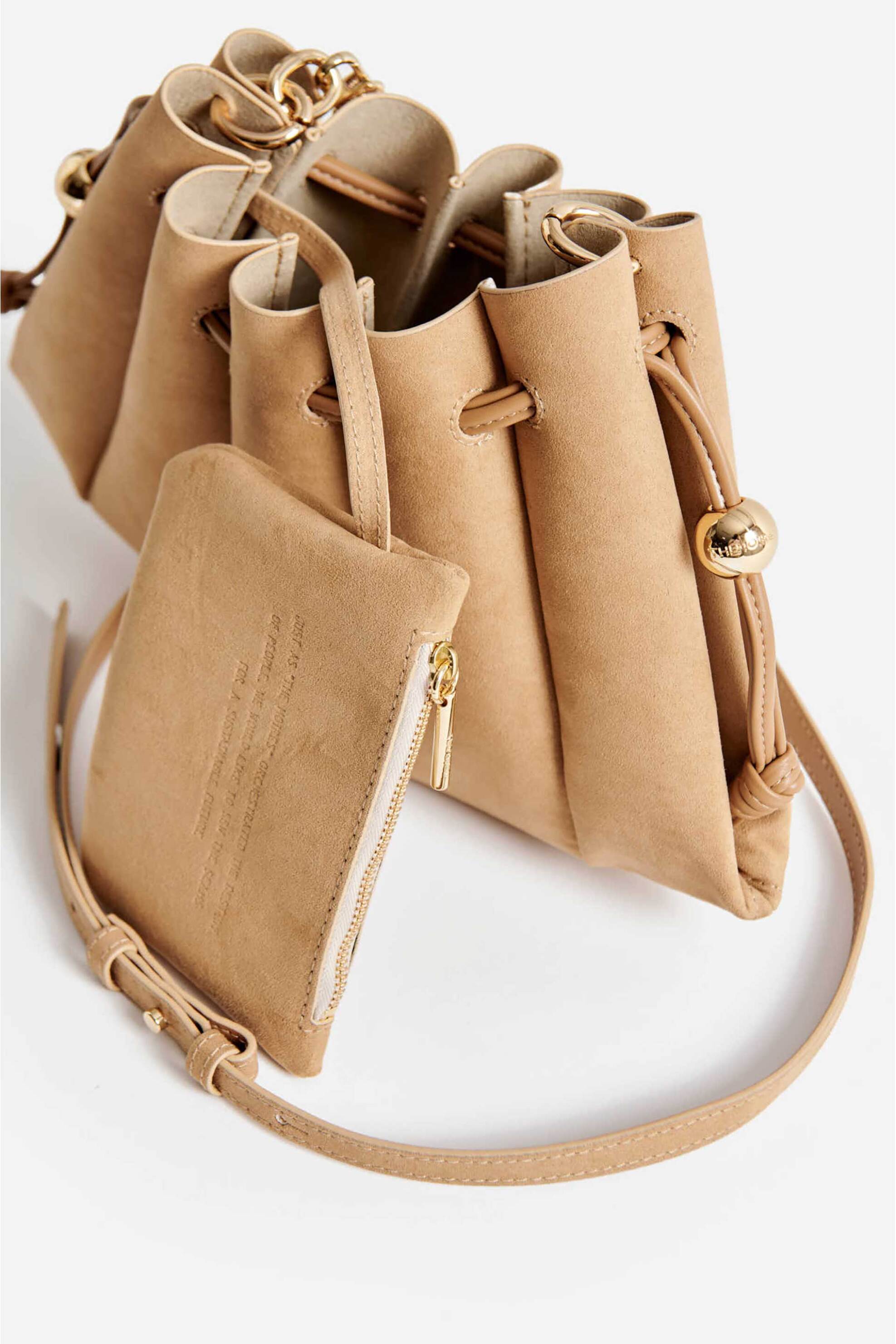 Themoirè γυναικεία τσάντα crossbody vegan suede "Dafne" - TMFW25DFSUE124 Μπεζ φωτογραφία