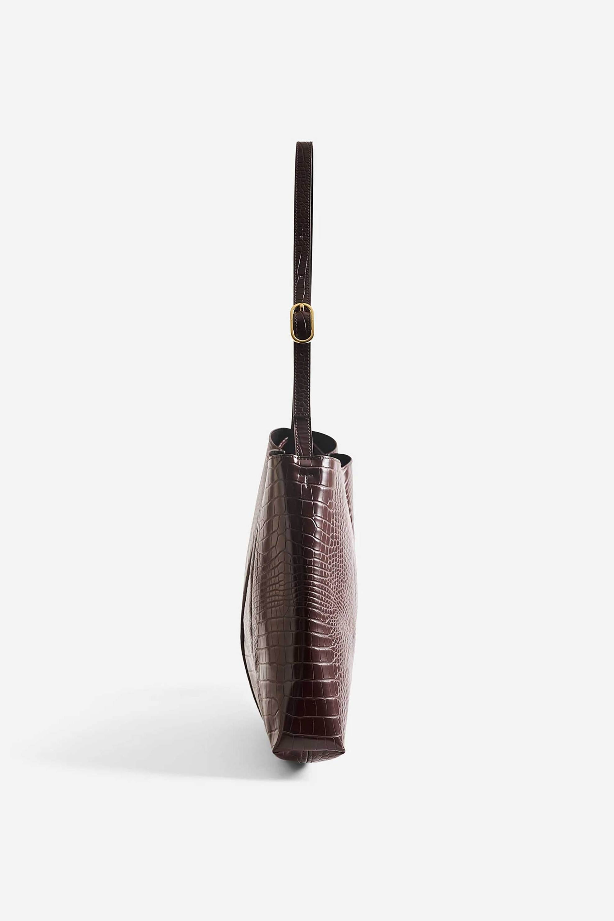 Themoirè γυναικεία τσάντα ώμου vegan croco "Helena" - TMFW25HLNR109 Καφέ Σκούρο φωτογραφία