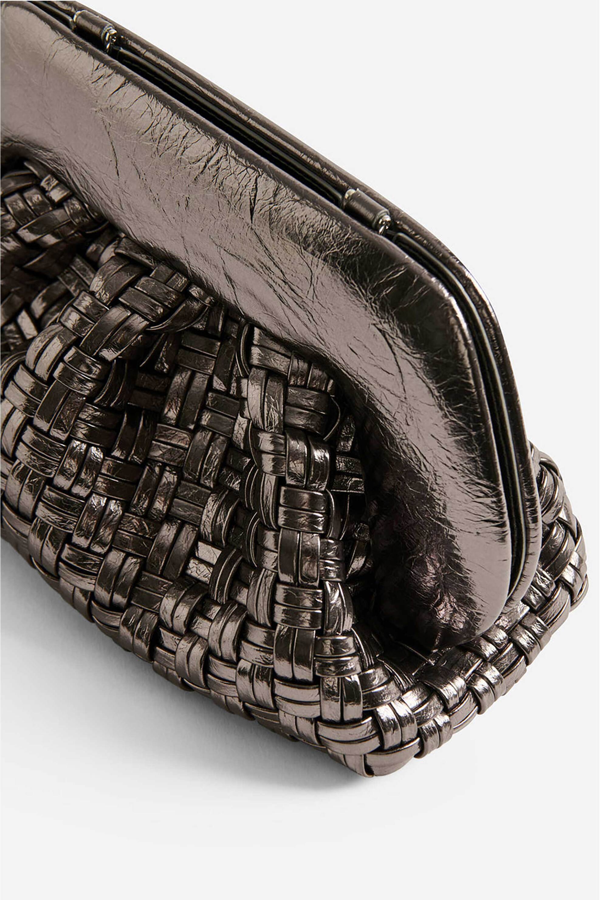 Themoirè γυναικείο τσαντάκι clutch vegan micro weaved "Tia" - TMFW25TMWL125 Ασημί φωτογραφία