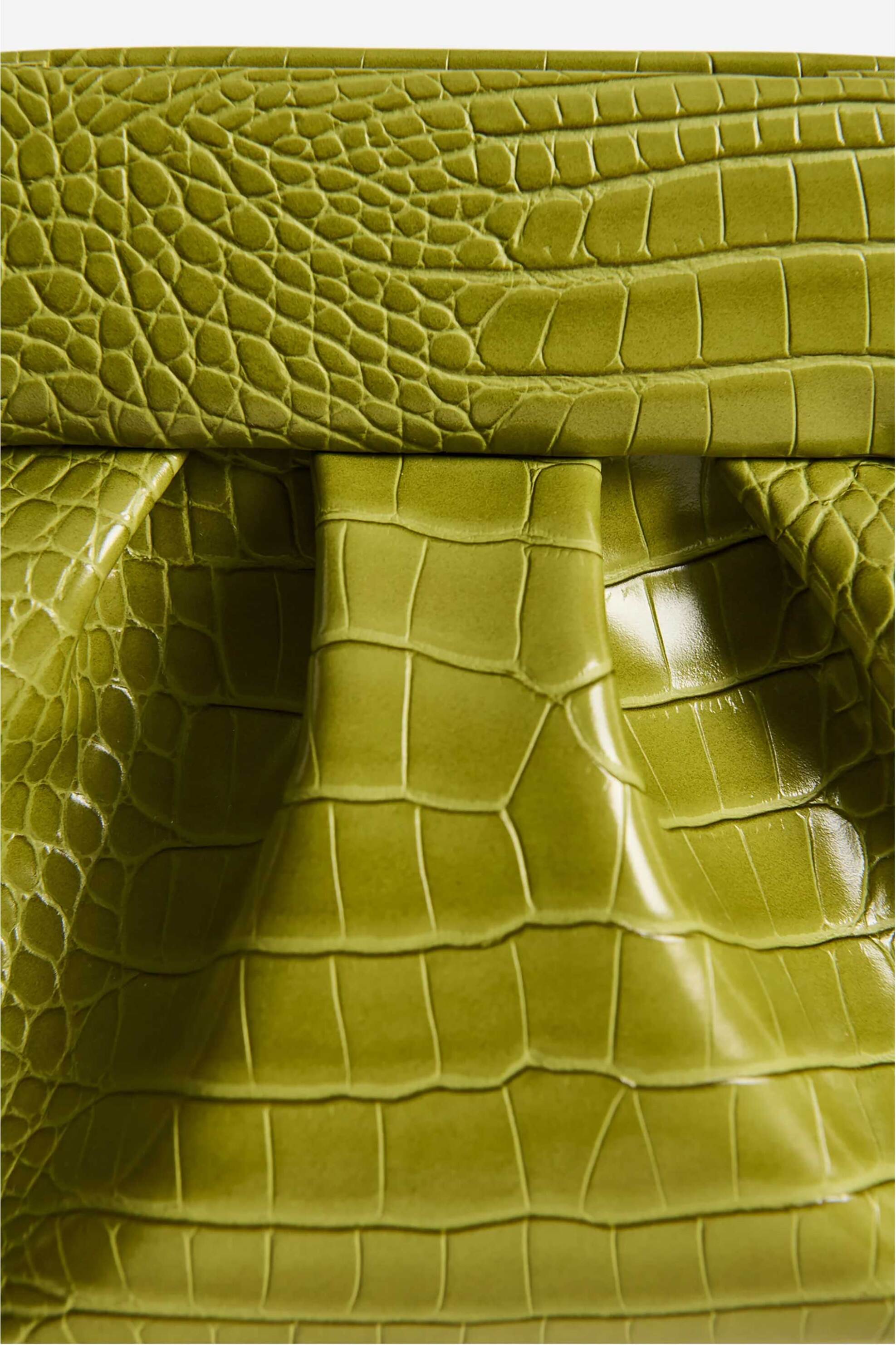 Themoirè γυναικείο τσαντάκι clutch vegan croco "Tia" - TMFW25TR56 Πράσινο Ανοιχτό φωτογραφία