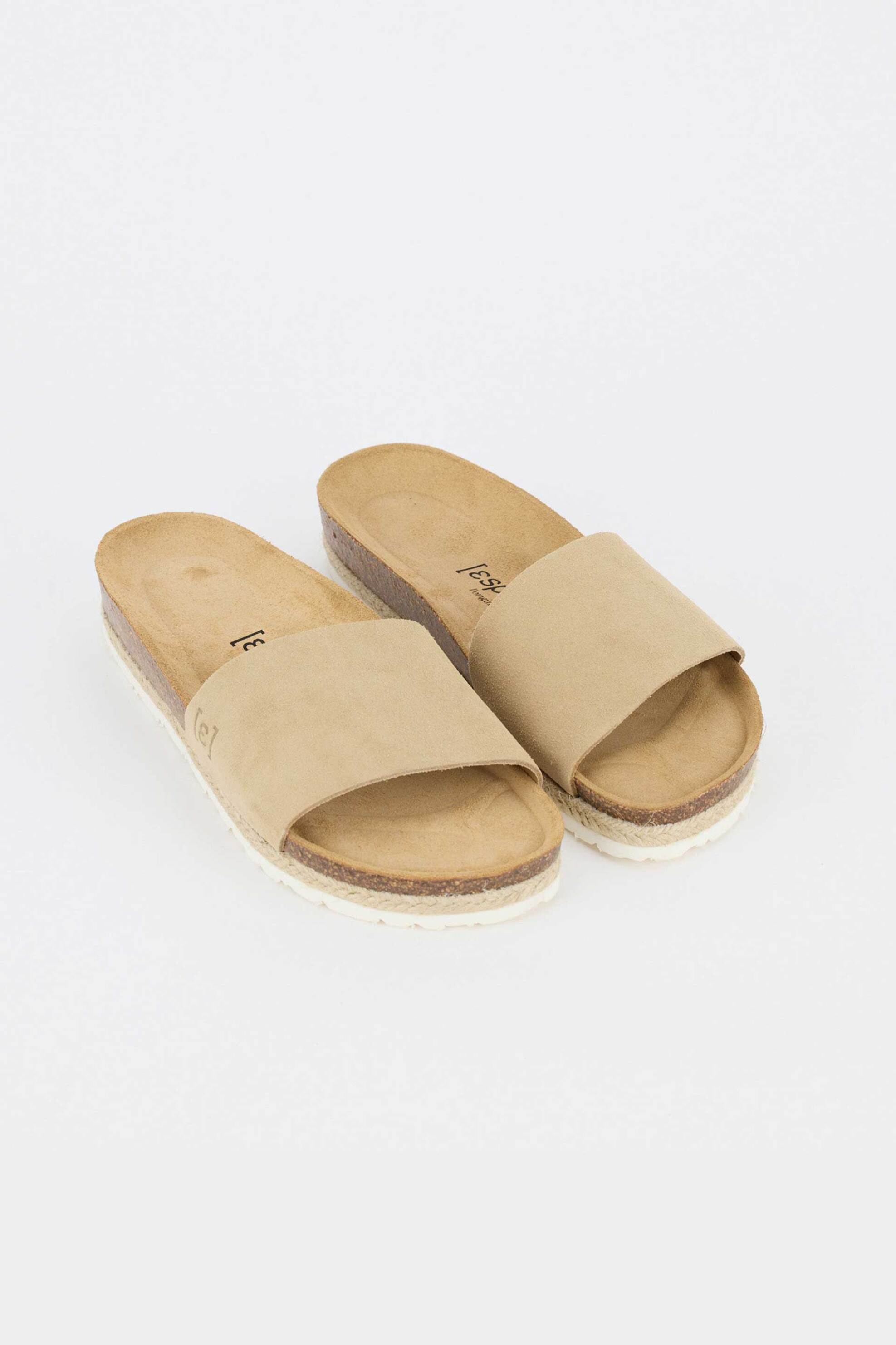 Espadrij γυναικεία σανδάλια δερμάτινα "Copine Velour" - ESPSS25/740 Μπεζ φωτογραφία