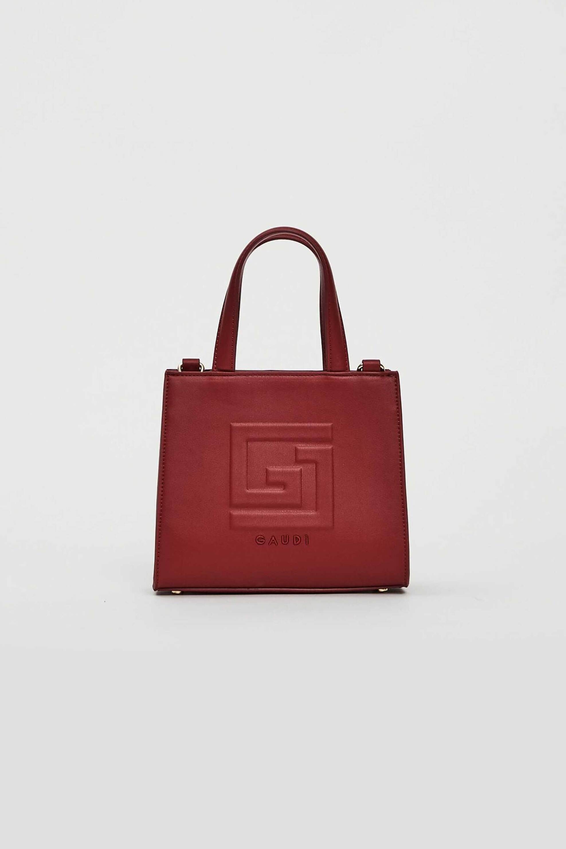 GAUDÍ Gaudi γυναικεία τσάντα χειρός με ανάγλυφο λογότυπο - V5AI-12381 Μπορντό