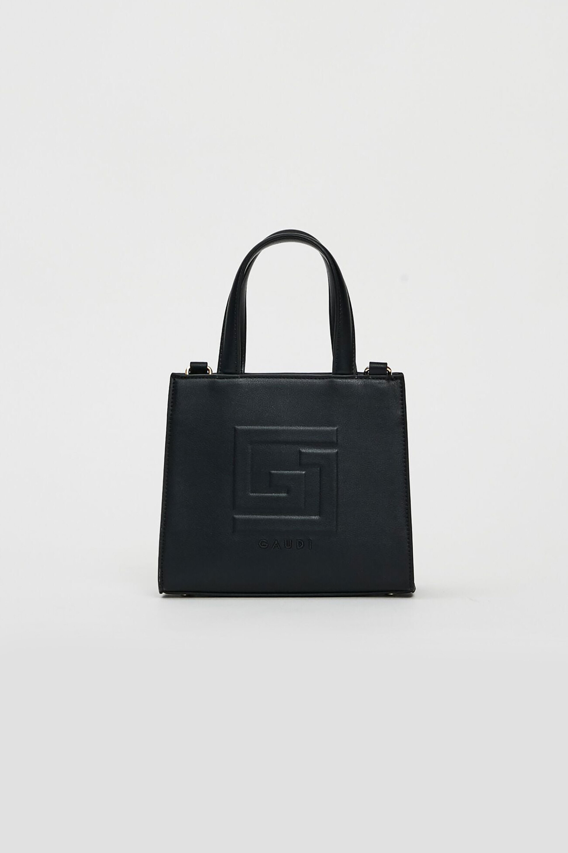 Gaudi γυναικεία τσάντα χειρός με ανάγλυφο λογότυπο - V5AI-12381 Μαύρο