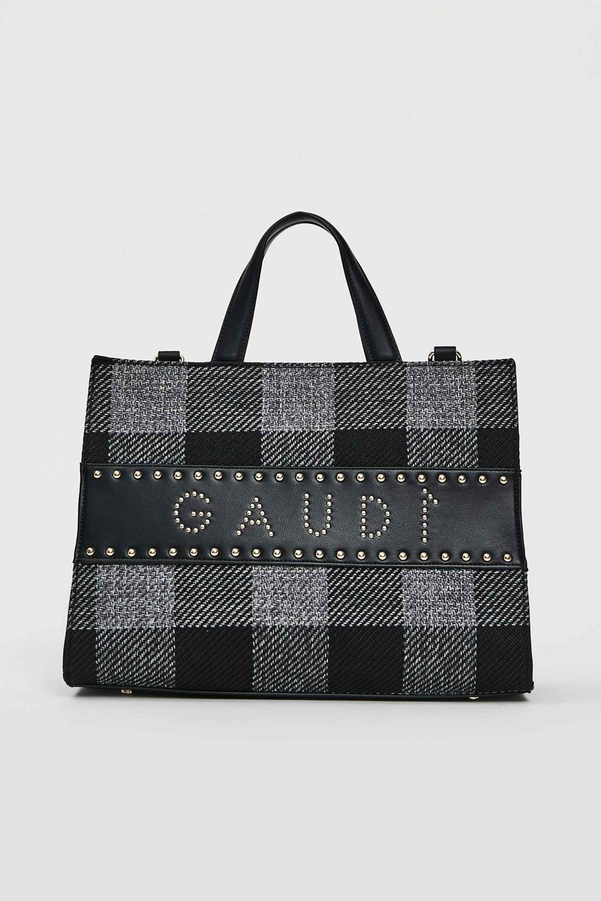 GAUDÍ Gaudi γυναικεία τσάντα χειρός με καρό σχέδιο - V5AI-12440 Μαύρο