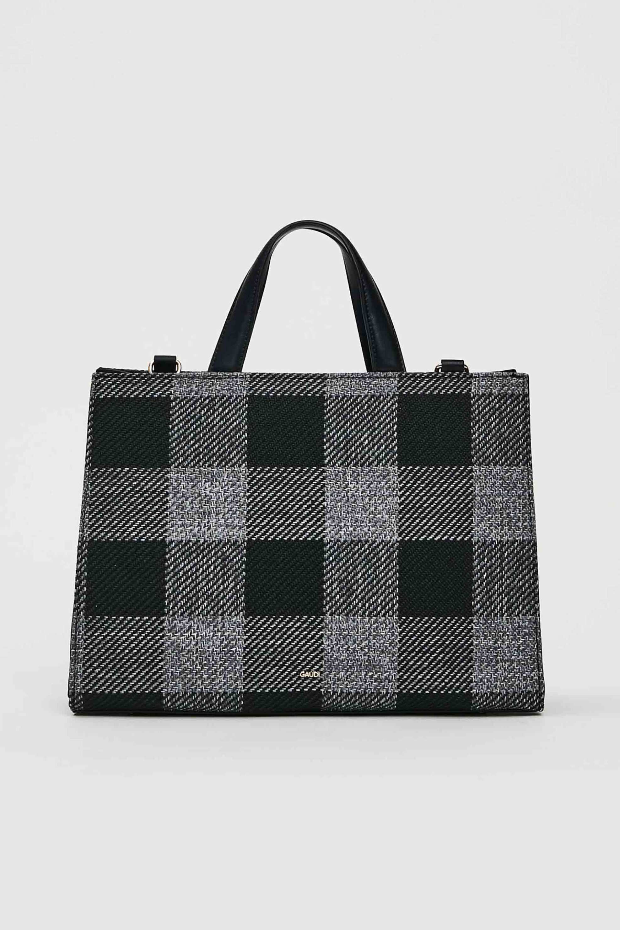 Gaudi γυναικεία τσάντα χειρός με καρό σχέδιο - V5AI-12440 Μαύρο φωτογραφία