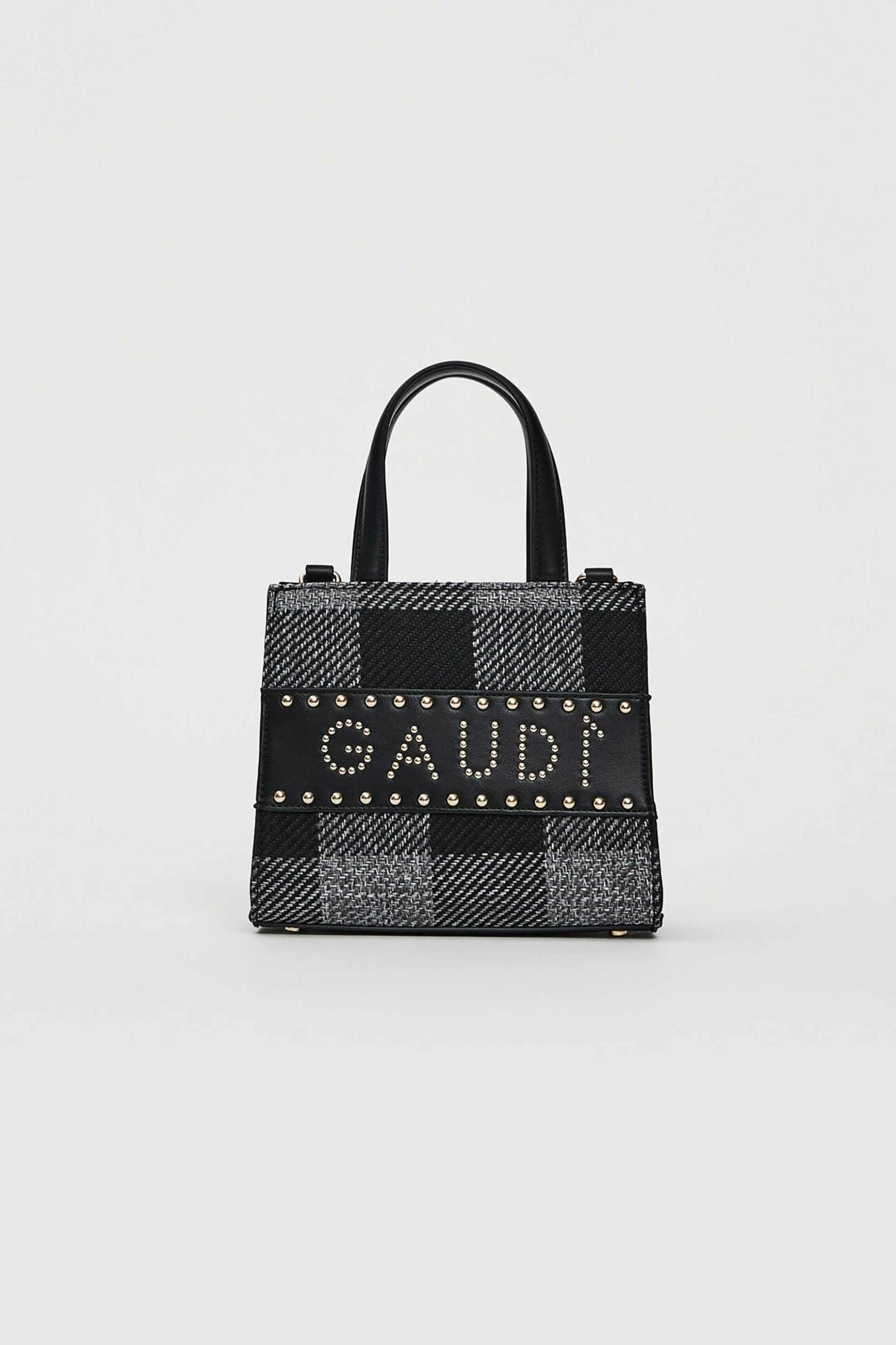 GAUDÍ Gaudi γυναικεία τσάντα χειρός με καρό σχέδιο - V5AI-12441 Μαύρο