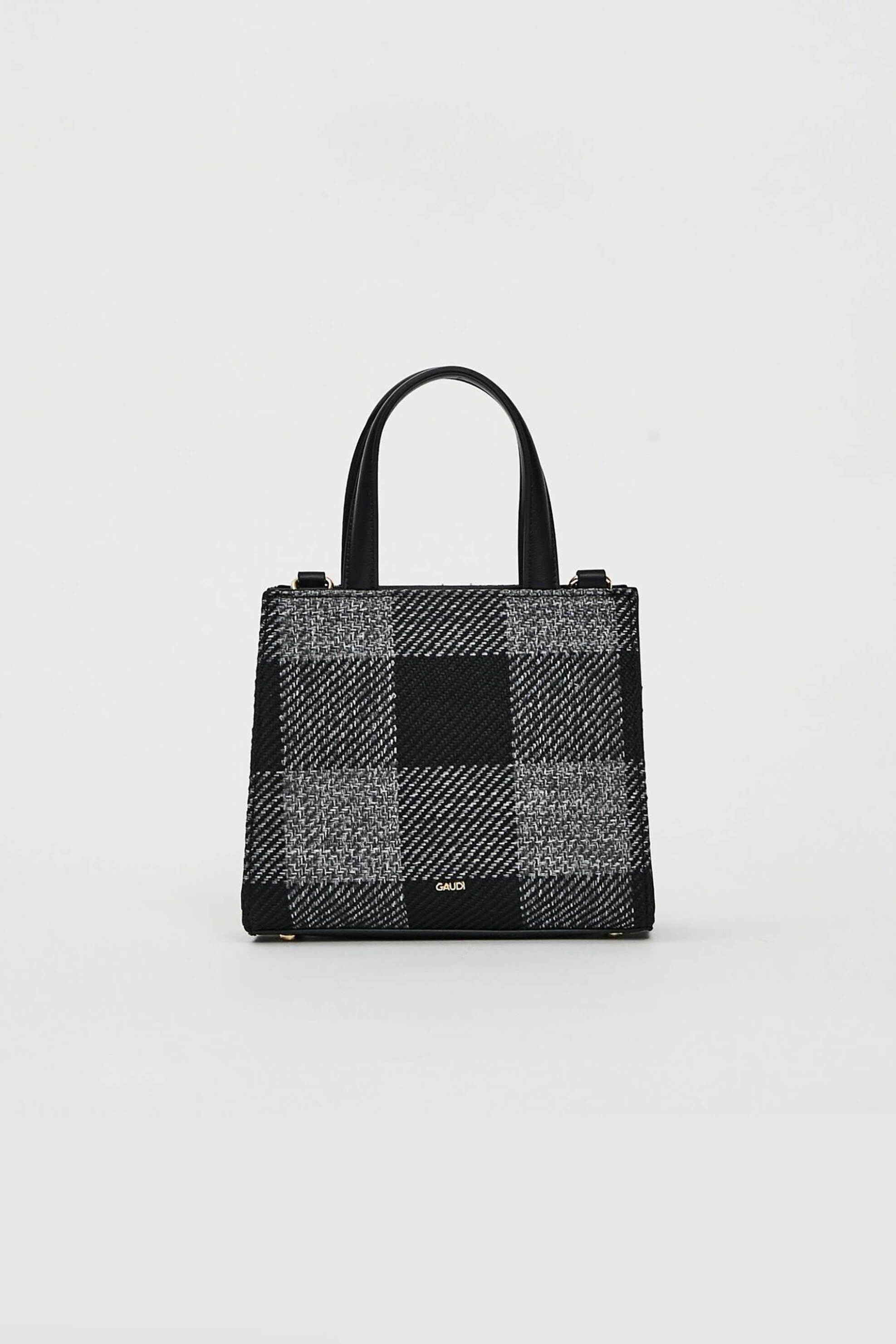 Gaudi γυναικεία τσάντα χειρός με καρό σχέδιο - V5AI-12441 Μαύρο φωτογραφία