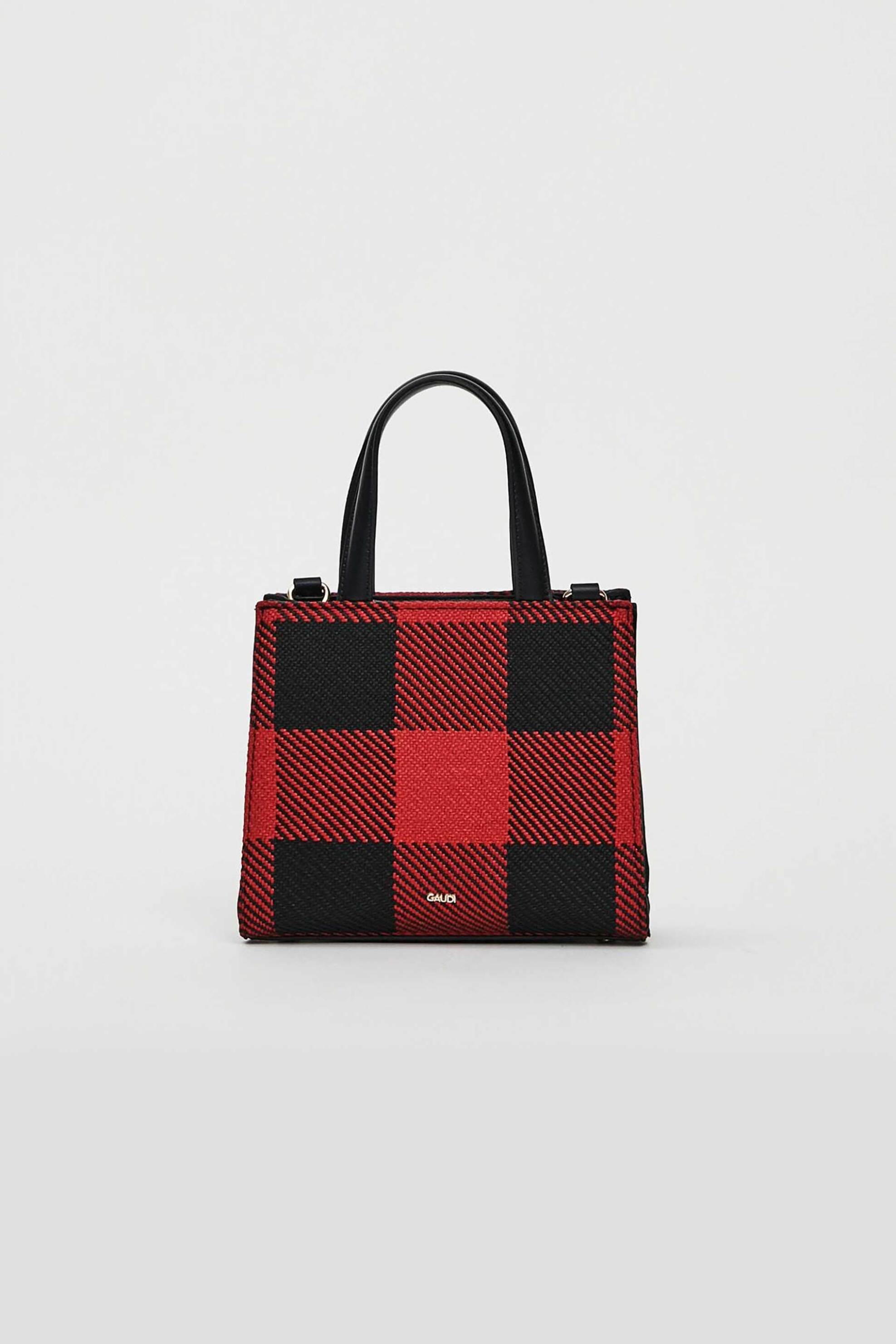 Gaudi γυναικεία τσάντα χειρός με καρό σχέδιο - V5AI-12441 Μπορντό φωτογραφία