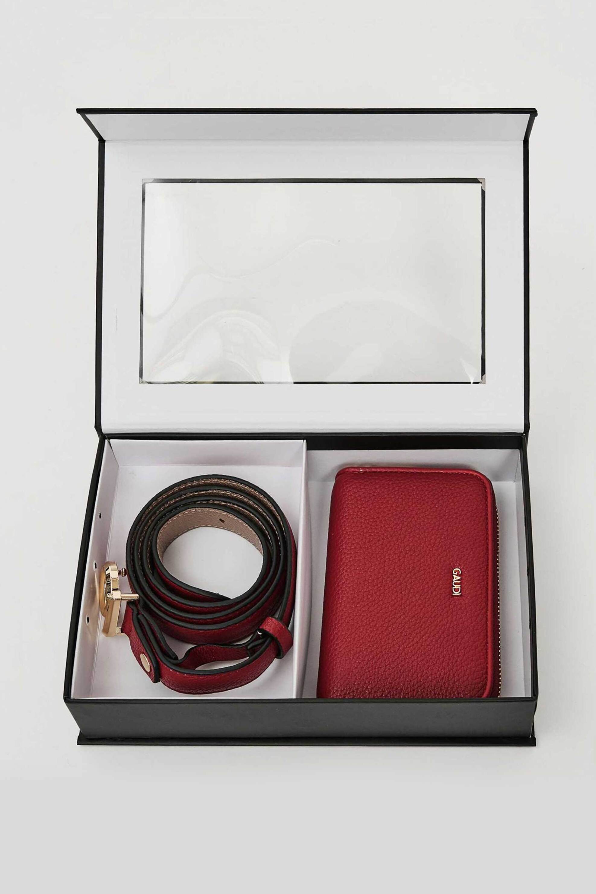 Gaudi γυναικείο gift box με πορτοφόλι και ζώνη - V5AI-12530 Κόκκινο