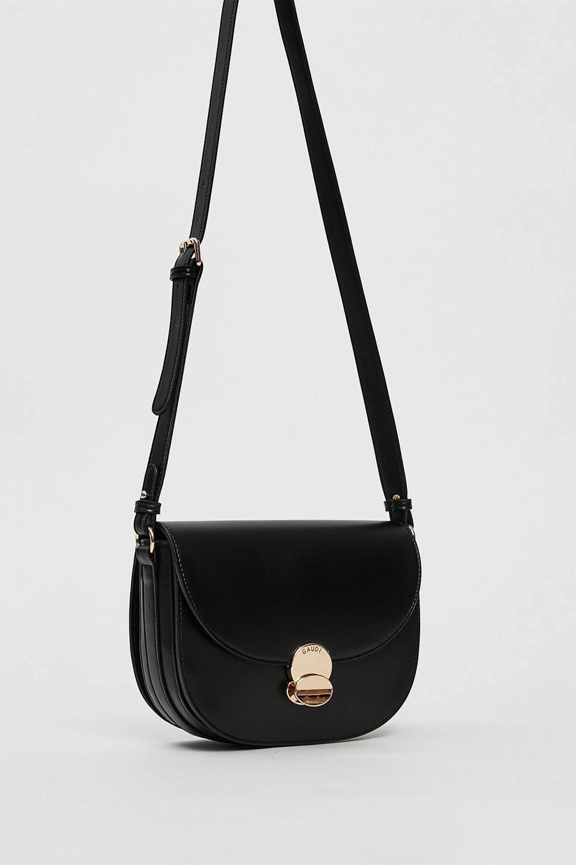 Gaudi γυναικεία τσάντα crossbody με μεταλλικό κούμπωμα - V5AI-12460 Μαύρο φωτογραφία