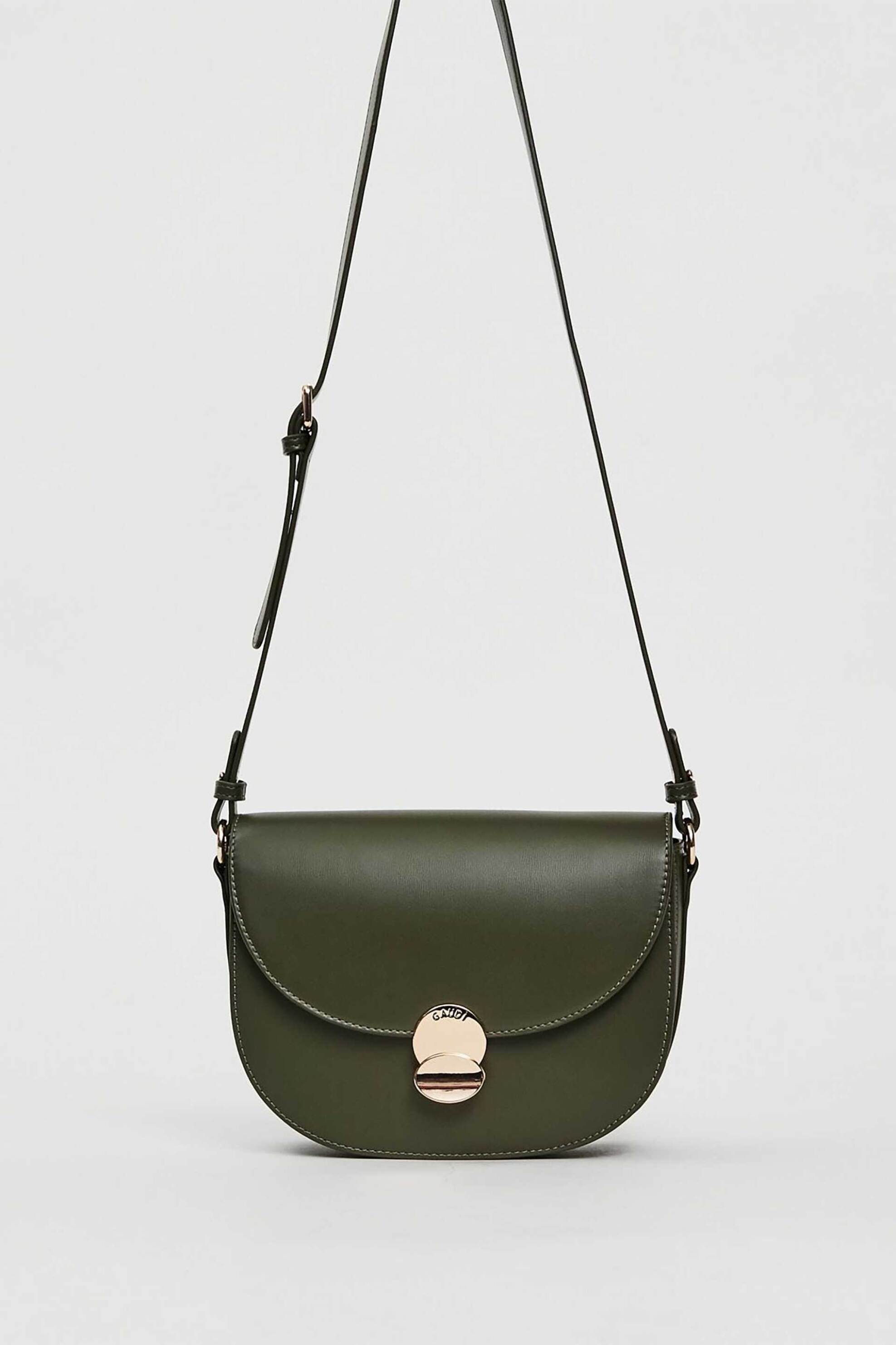 Gaudi γυναικεία τσάντα crossbody με μεταλλικό κούμπωμα - V5AI-12460 Λαδί