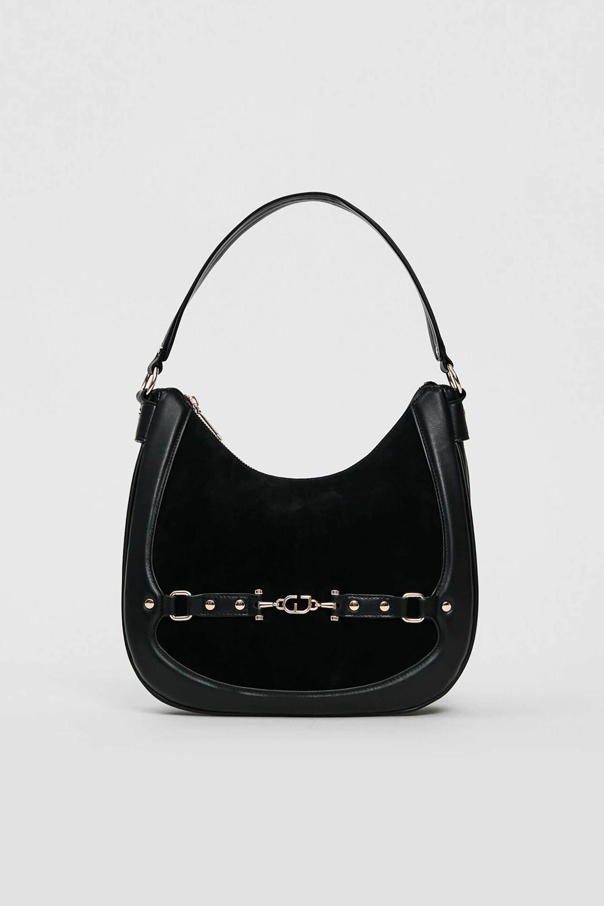 Gaudi γυναικεία τσάντα ώμου με suede λεπτομέρεια - V5AI-12510 Μαύρο