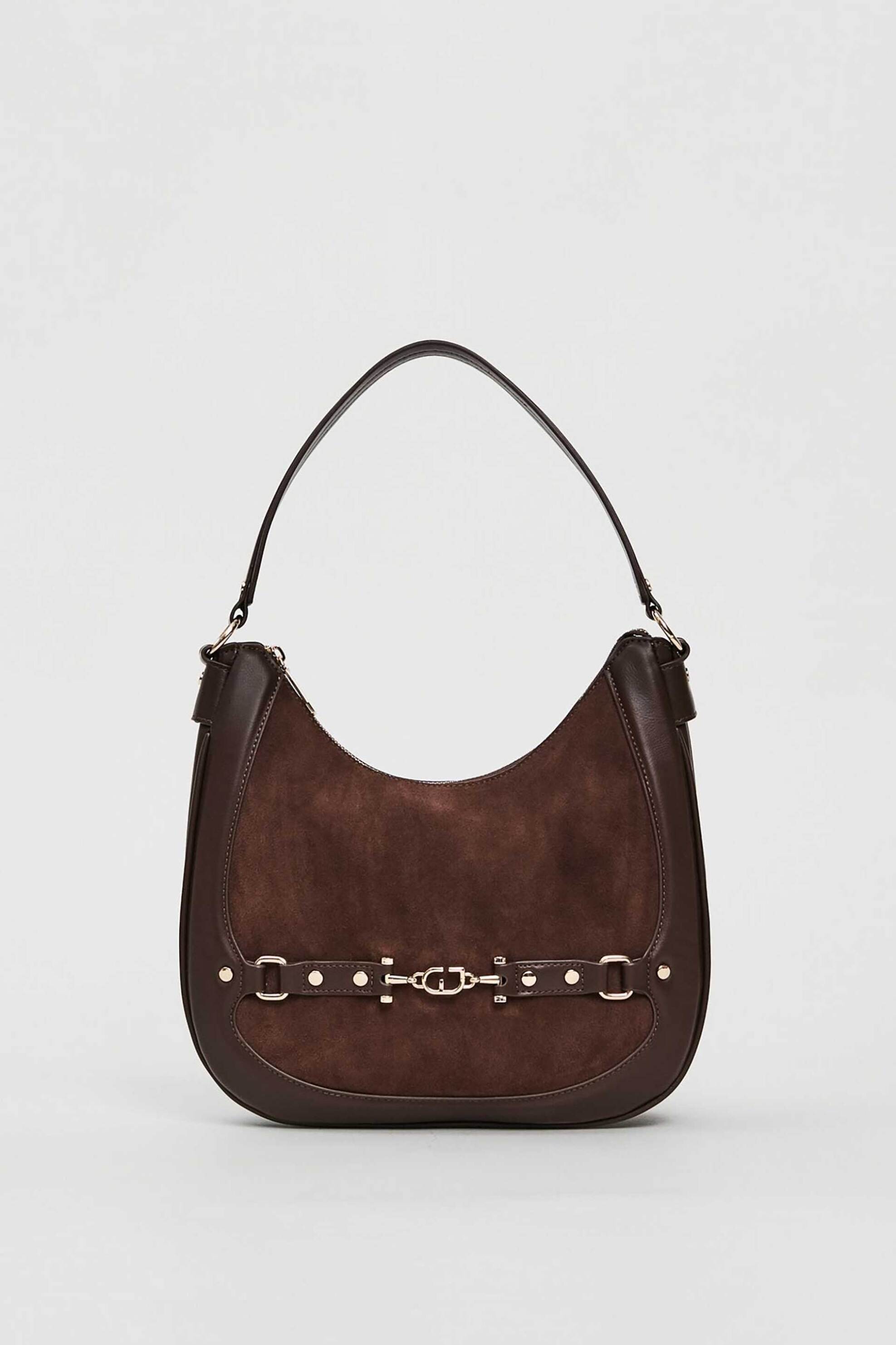 GAUDÍ Gaudi γυναικεία τσάντα ώμου με suede λεπτομέρεια - V5AI-12510 Καφέ