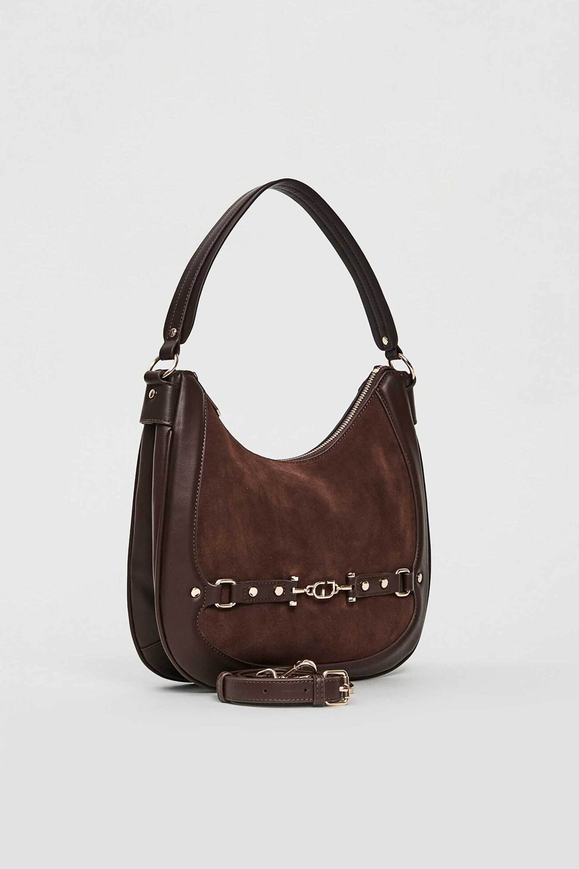 Gaudi γυναικεία τσάντα ώμου με suede λεπτομέρεια - V5AI-12510 Καφέ φωτογραφία