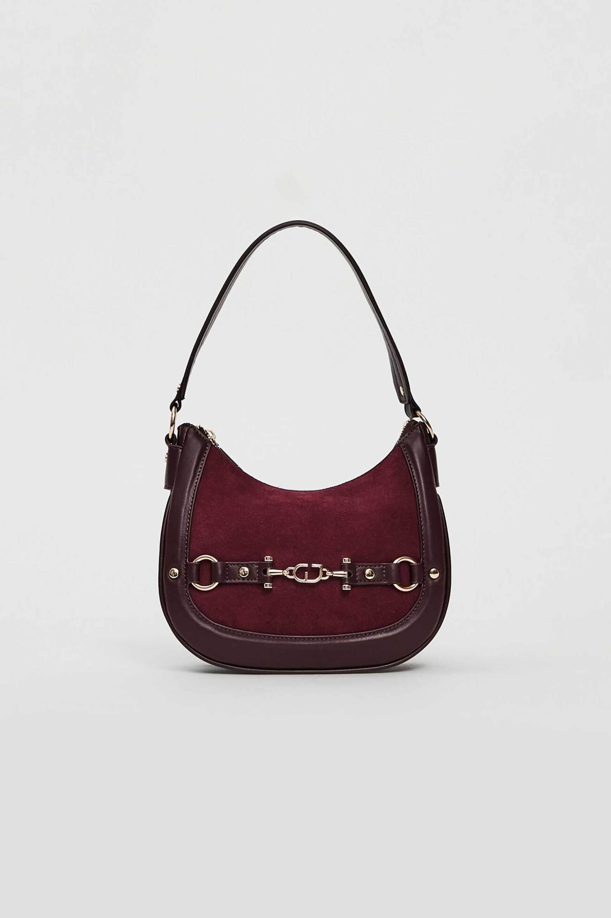 Gaudi γυναικεία τσάντα ώμου με suede λεπτομέρεια - V5AI-12511 Μπορντό