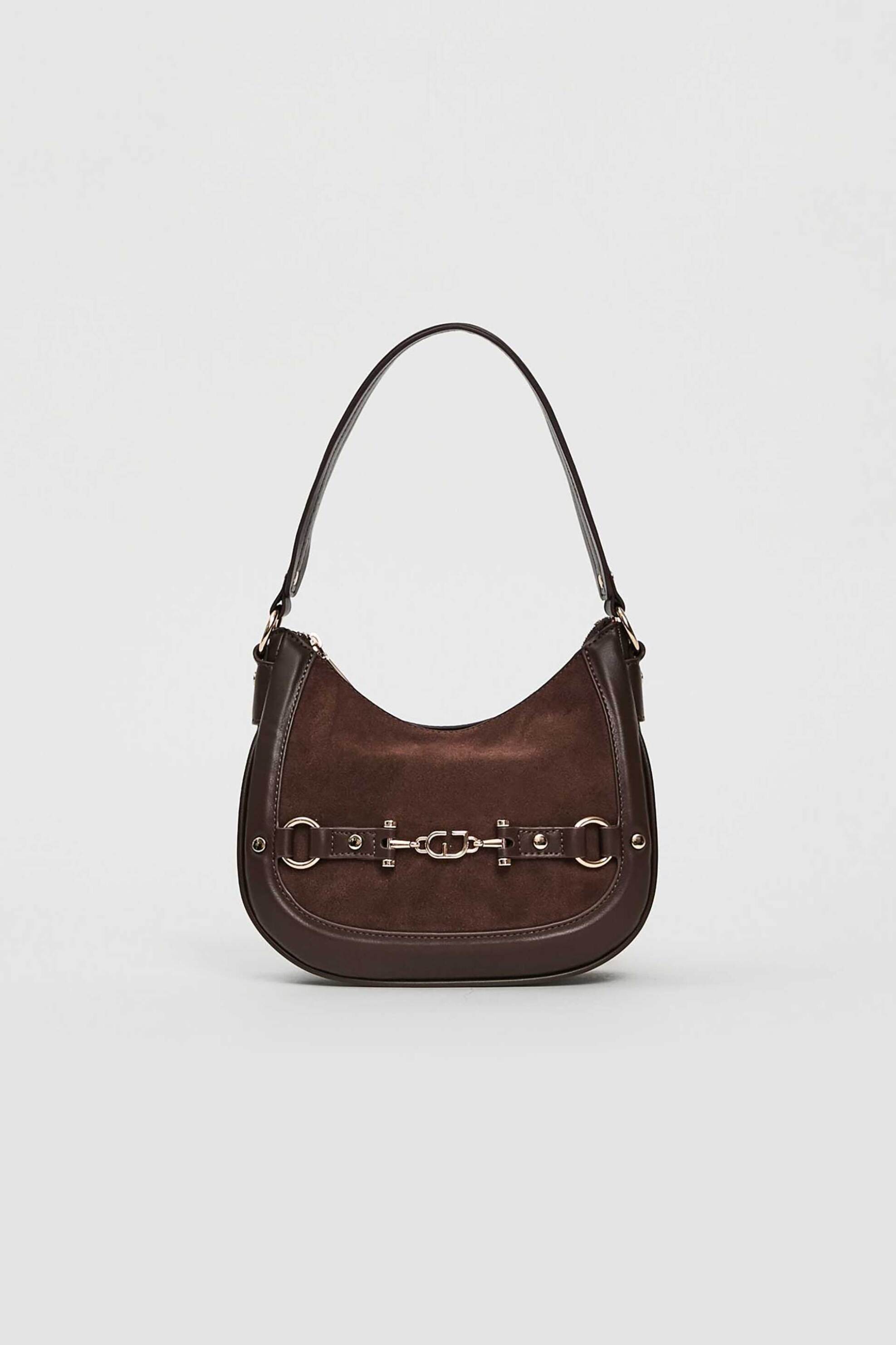 Gaudi γυναικεία τσάντα ώμου με suede λεπτομέρεια - V5AI-12511 Καφέ