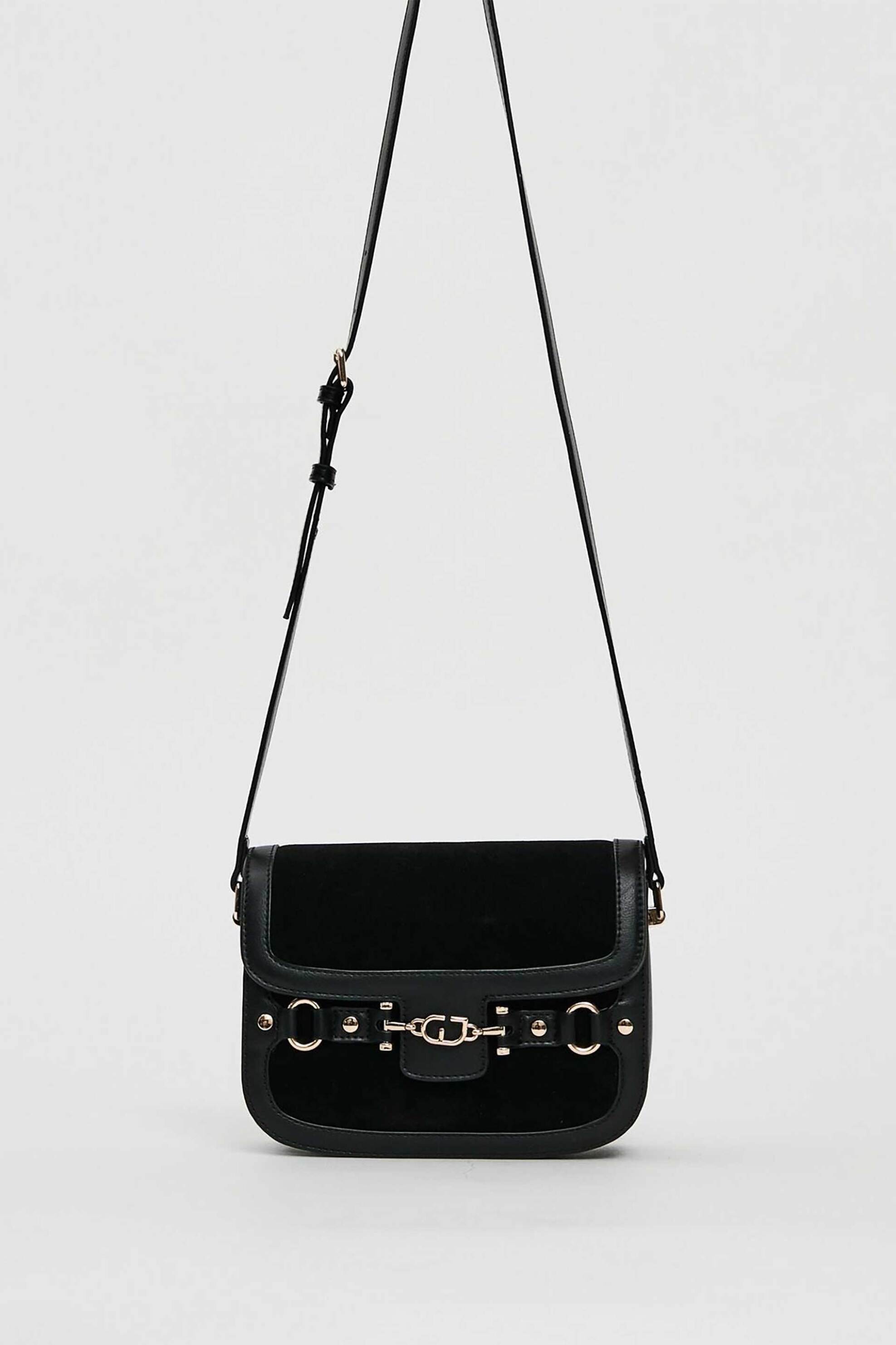 Gaudi γυναικεία τσάντα crossbody με suede λεπτομέρεια - V5AI-12512 Μαύρο