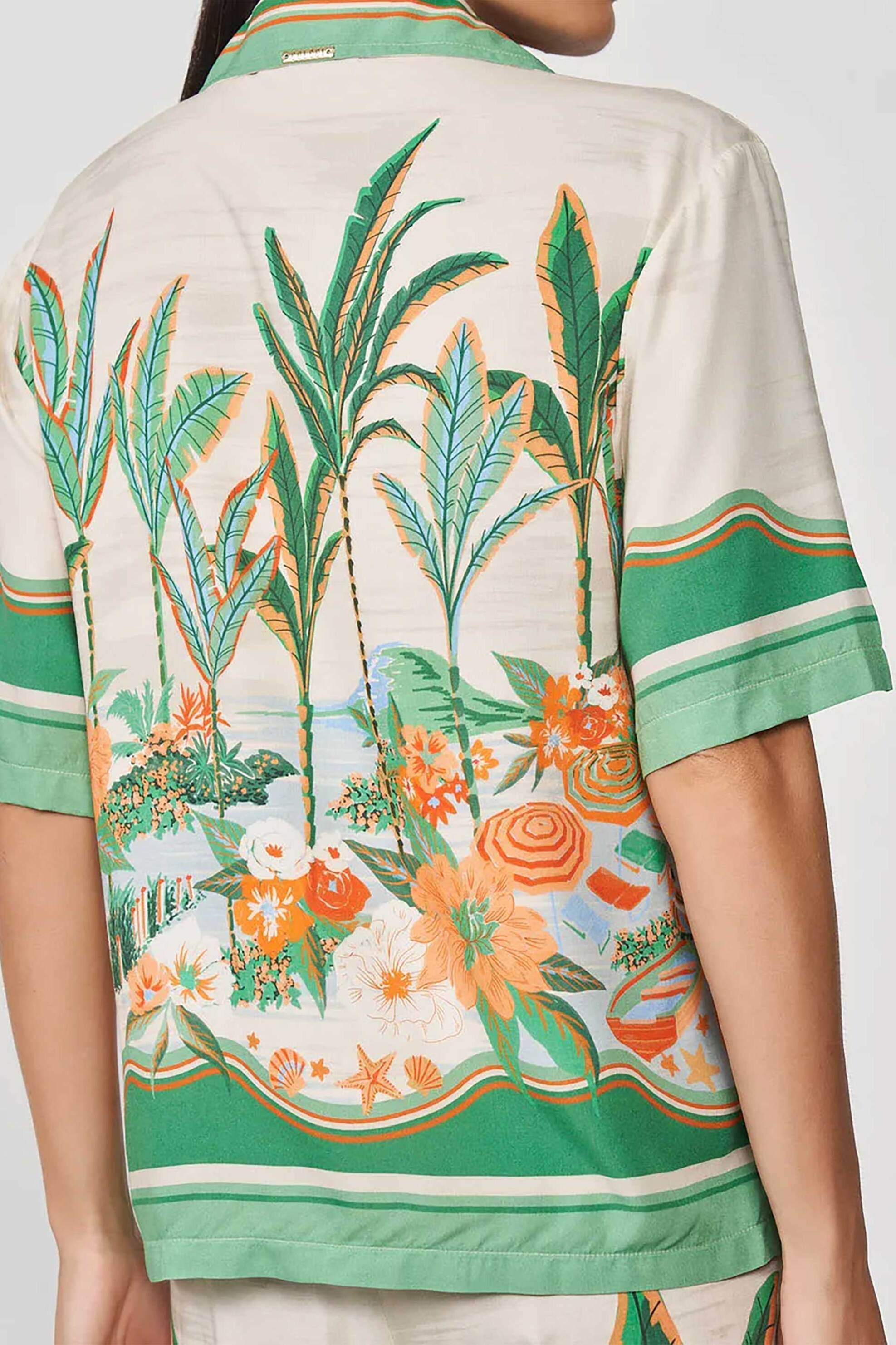 Colcci γυναικείο πουκάμισο με tropical print και μανίκι 3/4 Loose Fit - 300102830 Εκρού φωτογραφία