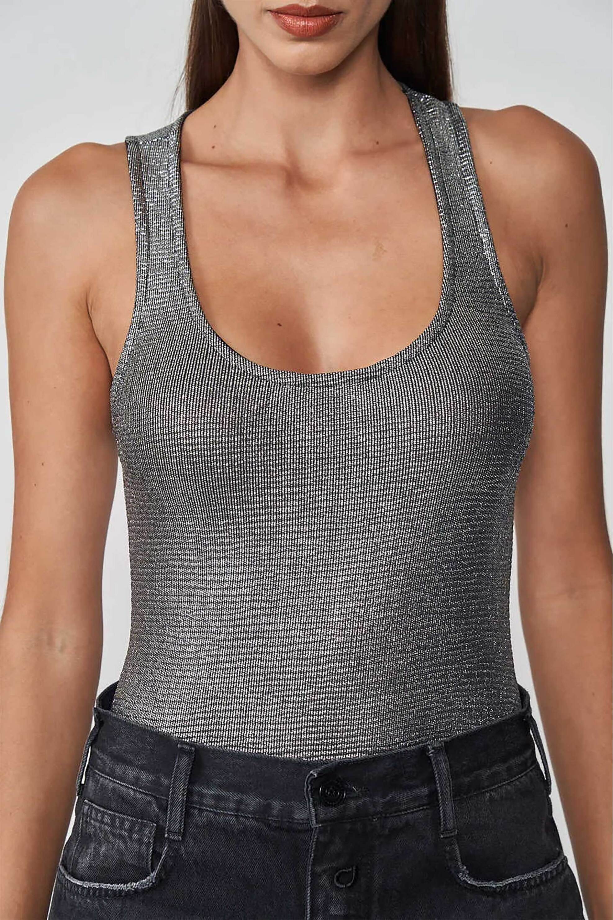 COLCCI Colcci γυναικείο τοπ μεταλλιζέ Slim fit - 381100010 Ασημί