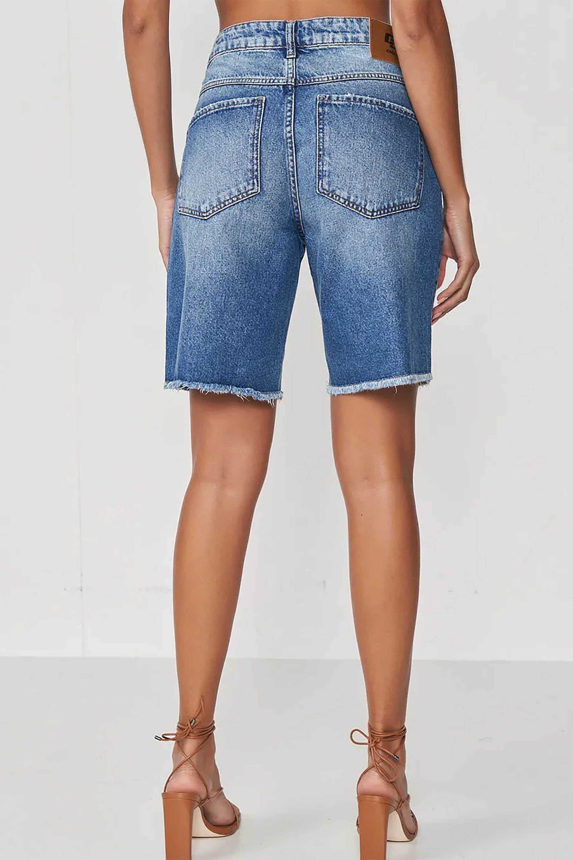 Colcci γυναικεία denim βερμούδα πεντάτσεπη με ξέφτια Loose Fit "Jade" - 40102286 Denim Blue φωτογραφία
