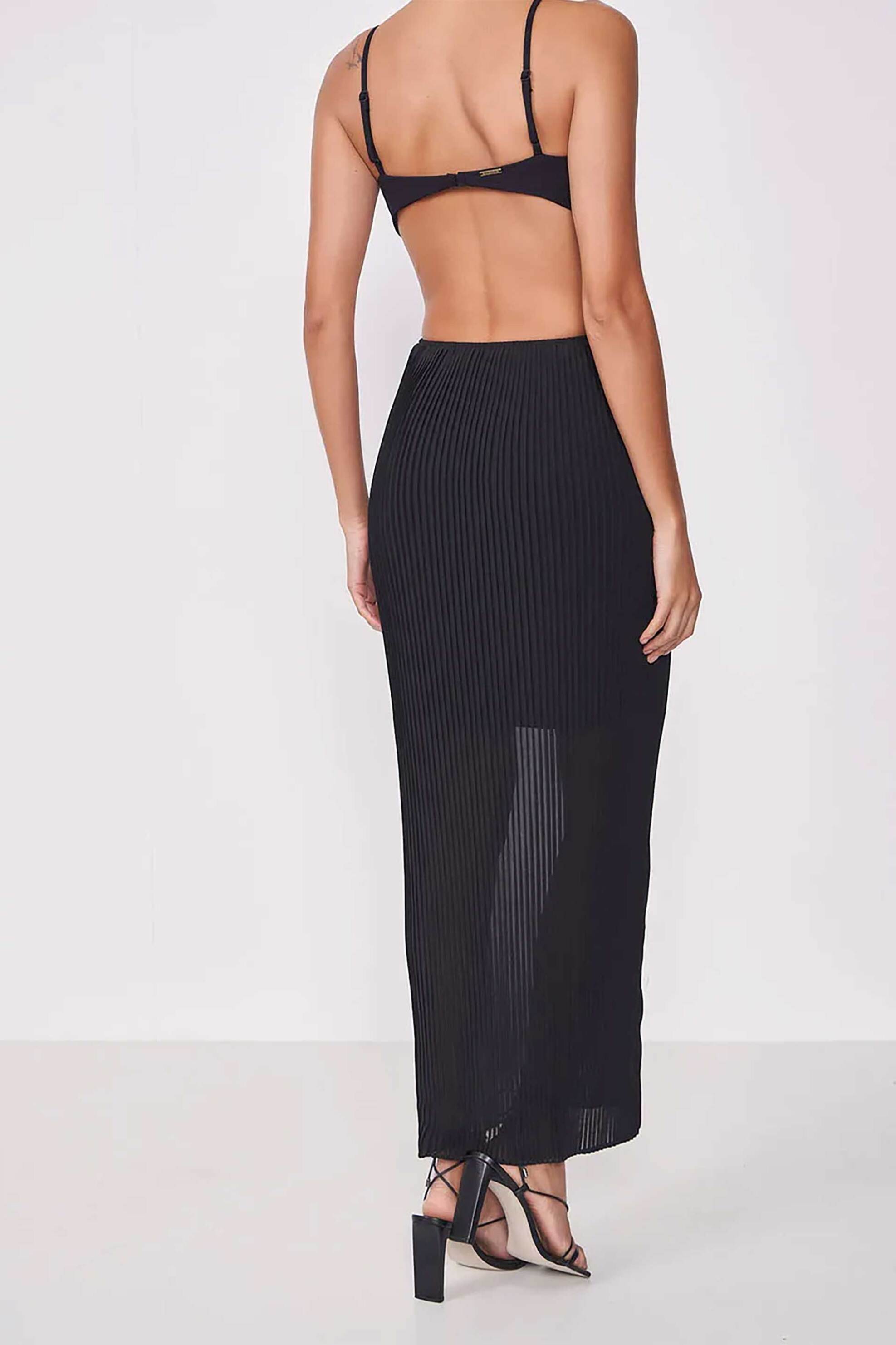 Colcci γυναικείο maxi φόρεμα πλισέ - 440113959 Μαύρο