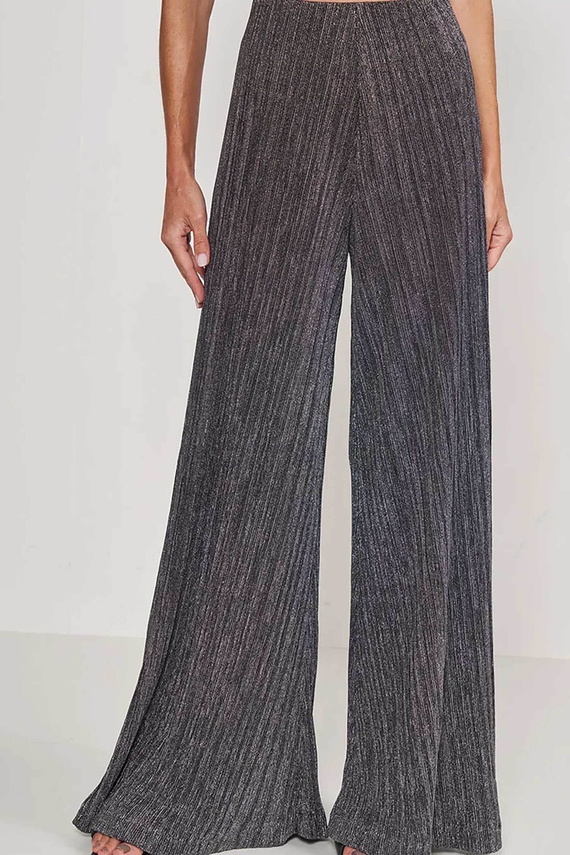 Colcci γυναικείο ψηλόμεσο παντελόνι πλισέ μεταλλιζέ - 002.01.14798 Ανθρακί