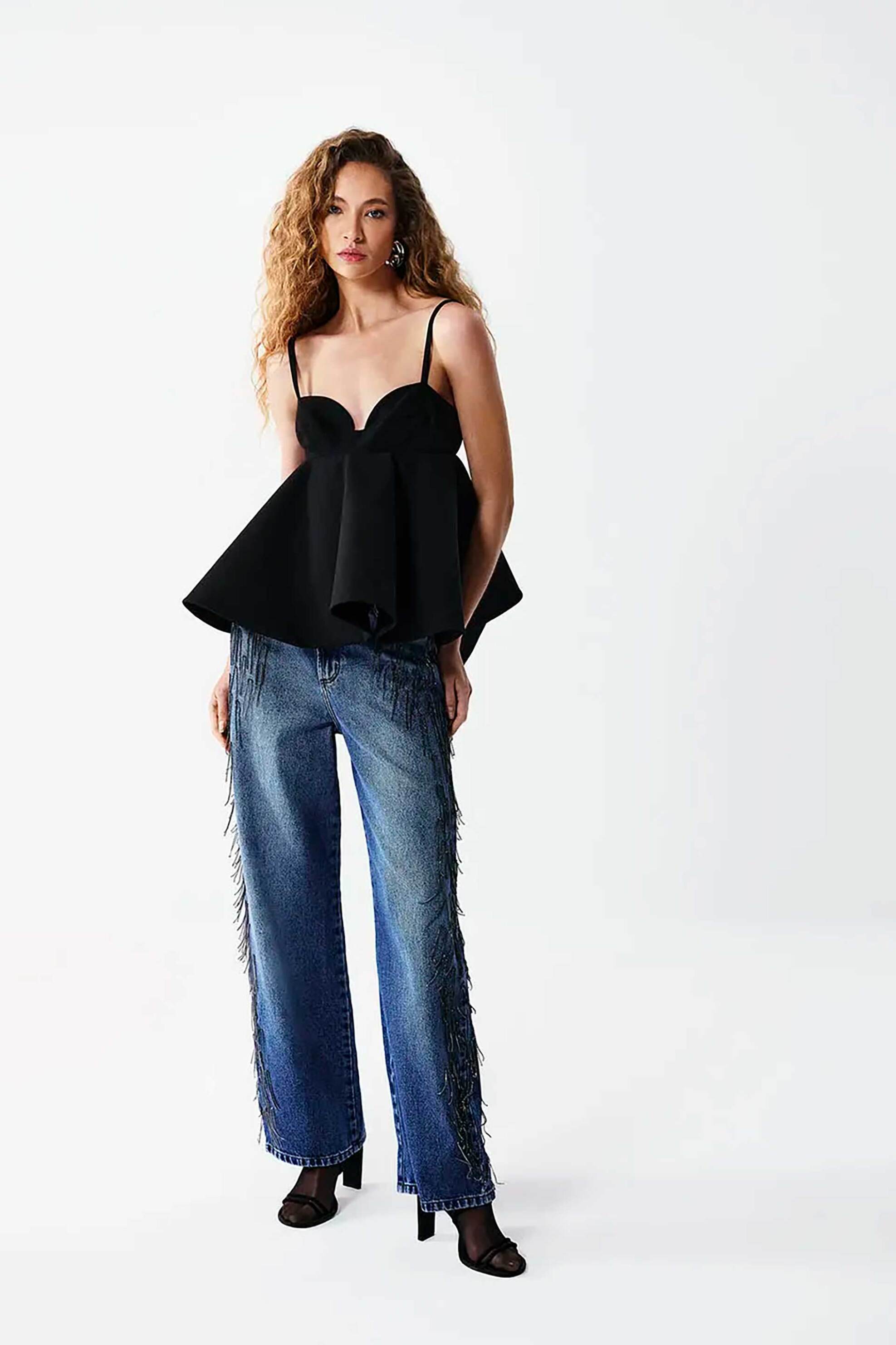 COLCCI Colcci γυναικείο τζιν παντελόνι με κρόσσια "Bruna" - 20190141 Denim Blue