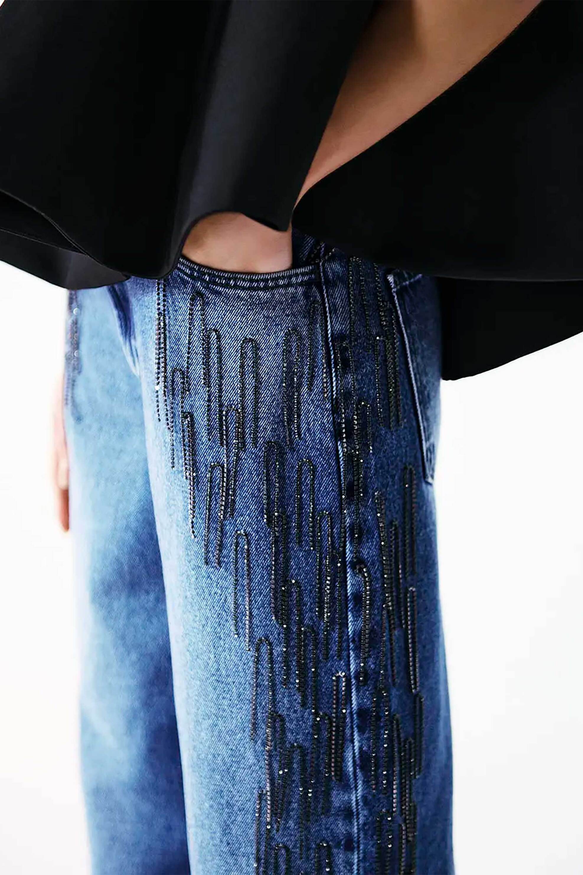 Colcci γυναικείο τζιν παντελόνι με κρόσσια "Bruna" - 20190141 Denim Blue φωτογραφία