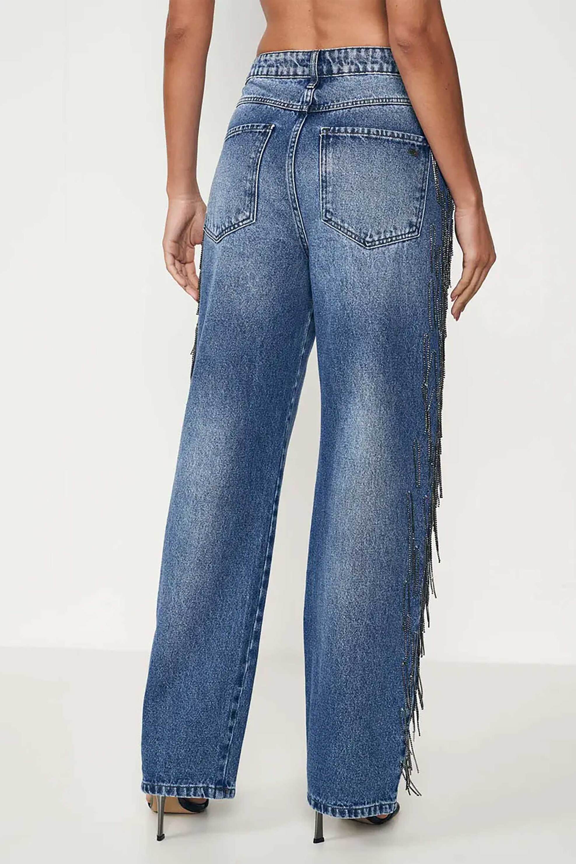 Colcci γυναικείο τζιν παντελόνι με κρόσσια "Bruna" - 20190141 Denim Blue φωτογραφία