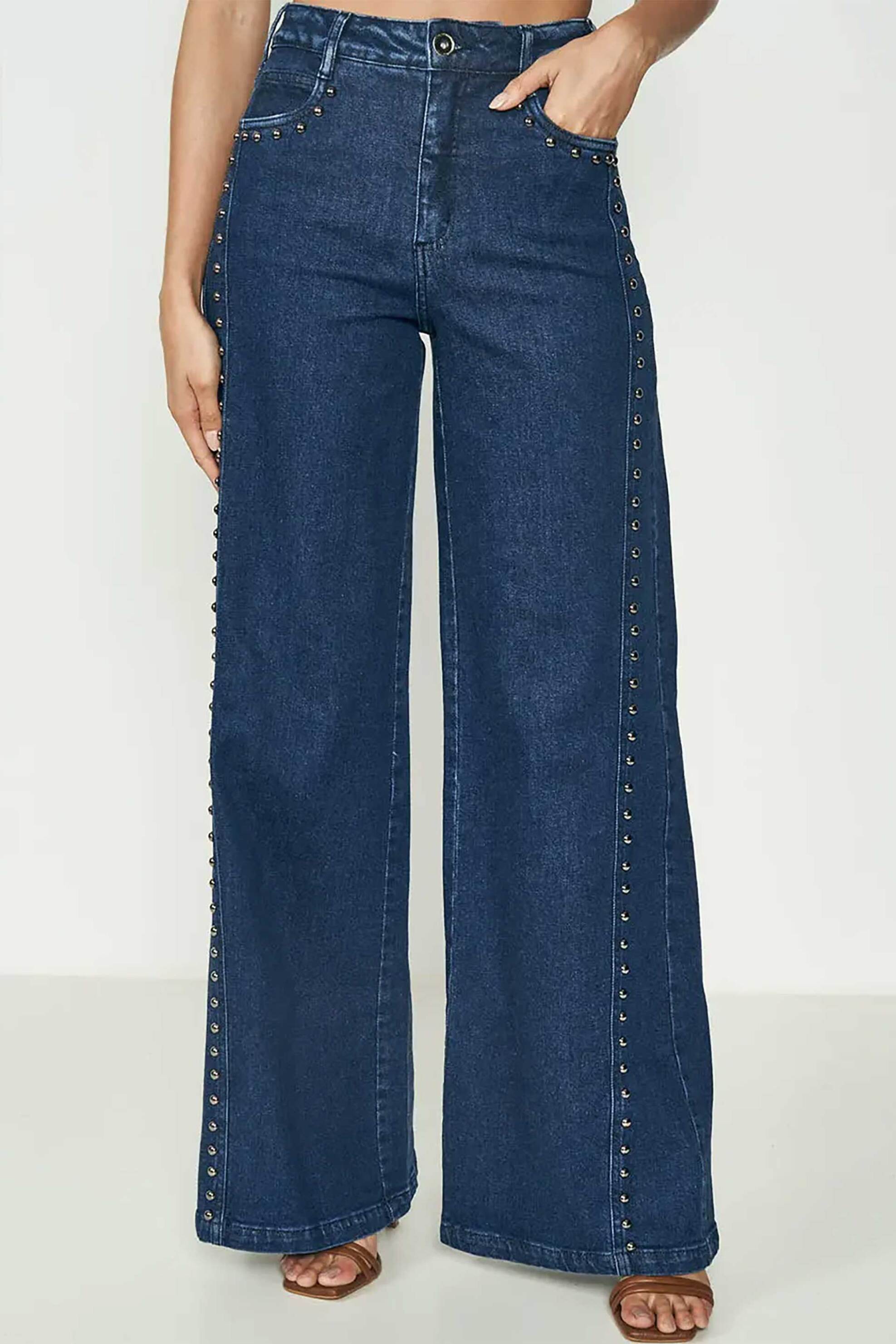 COLCCI Colcci γυναικείο τζιν παντελόνι με τρουκς Wide Leg "Silvia" - 20190143 Denim Blue