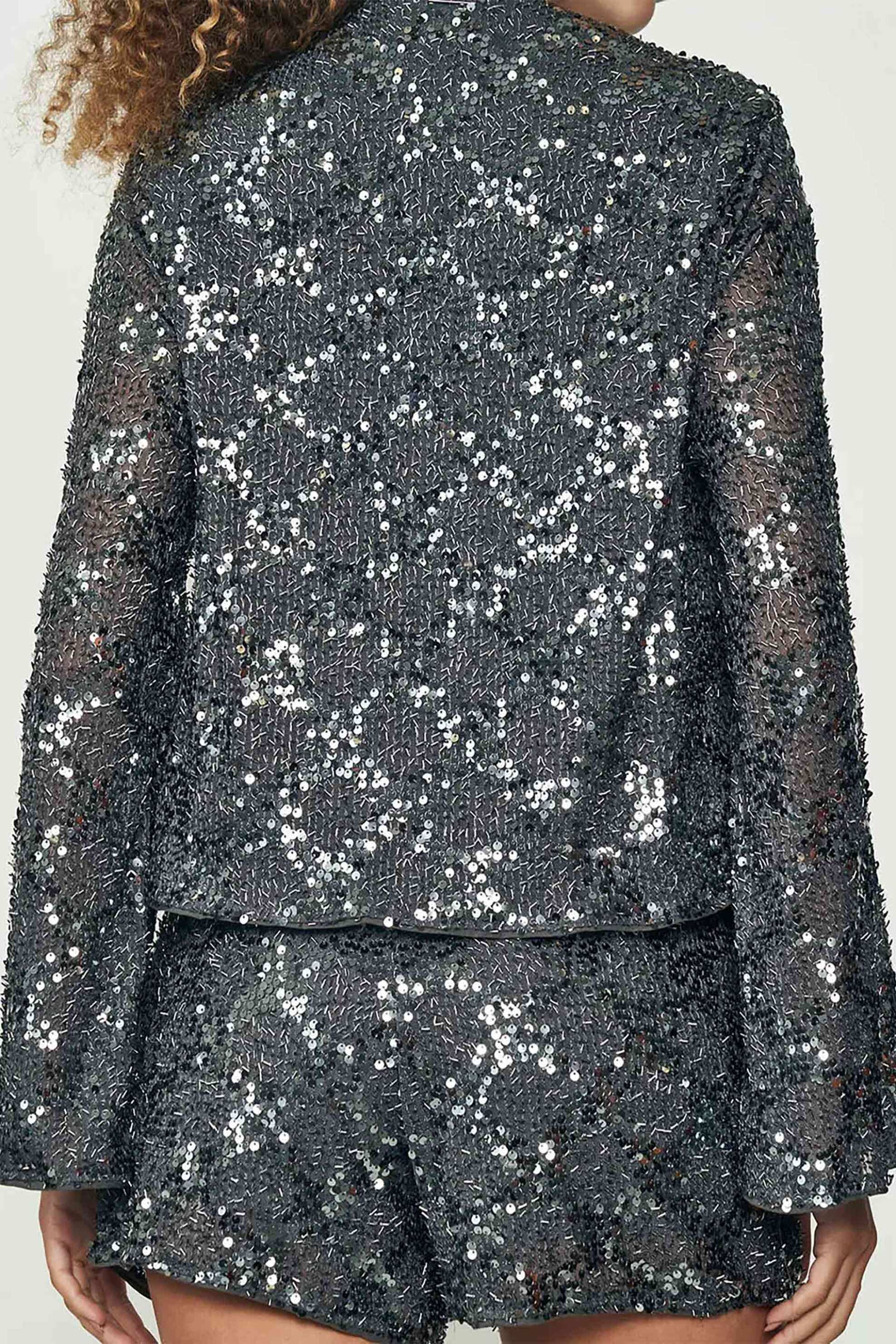 Colcci γυναικεία μπλούζα μονόχρωμη με all-over σχέδιο με παγιέτα - 360118311 Γκρι φωτογραφία