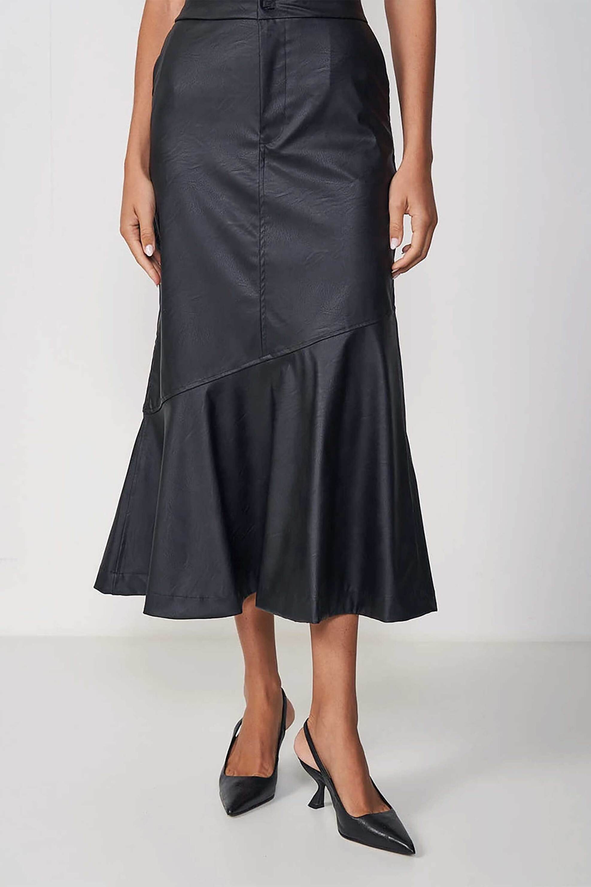 COLCCI Colcci γυναικεία midi φούστα με βολάν - 008.01.04773 Μαύρο