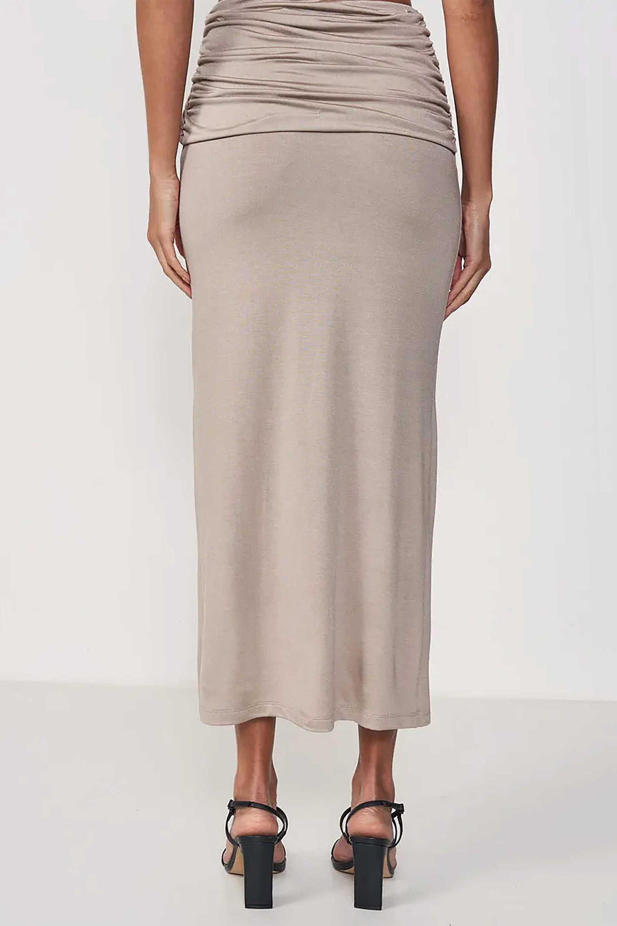 Colcci γυναικεία midi φούστα με άνοιγμα και ντραπέ σχέδιο - 008.01.04765 Μπεζ φωτογραφία