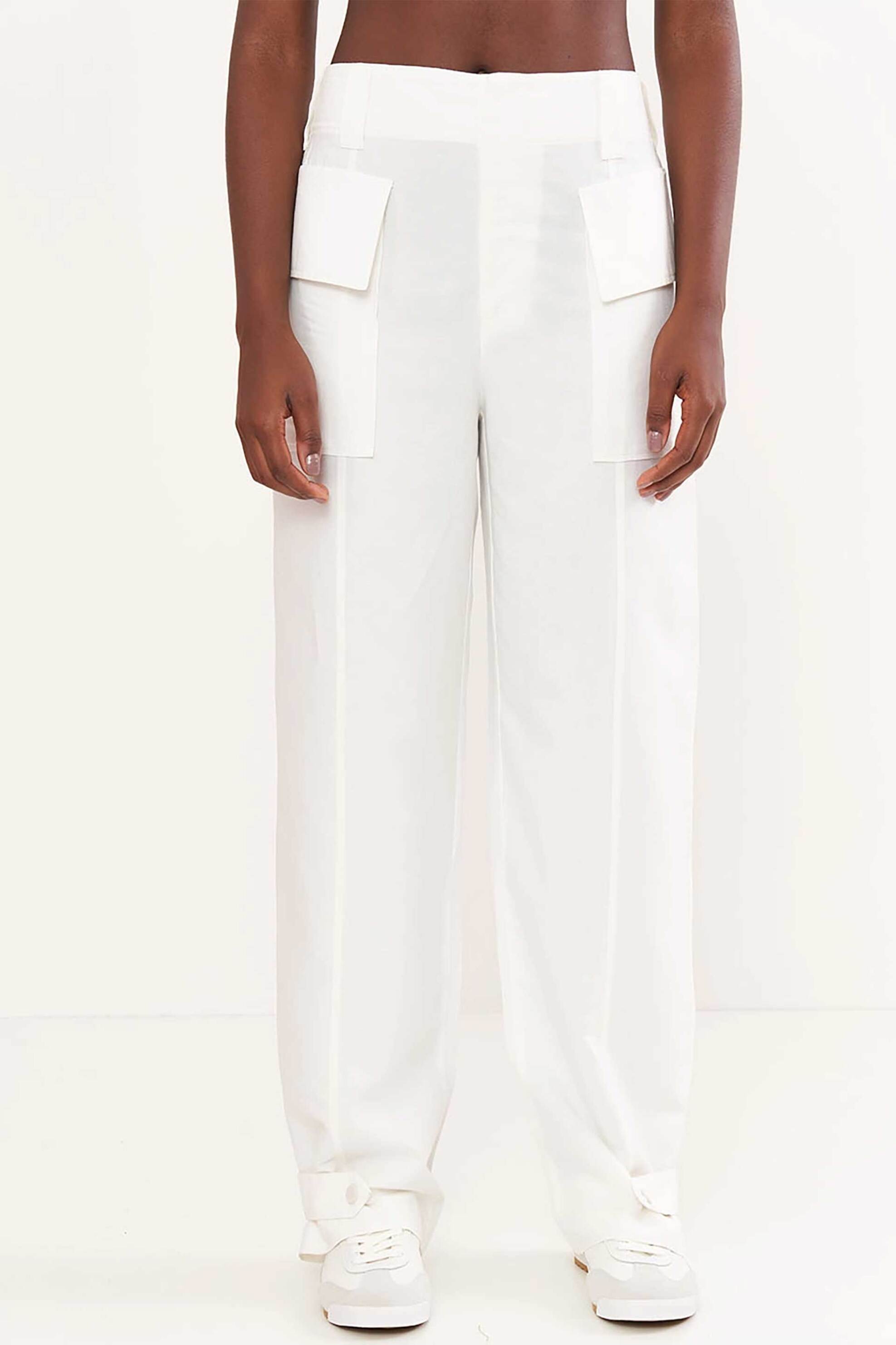 Colcci γυναικείο λινό παντελόνι Wide Leg "Riviera" - 002.01.15339 Λευκό φωτογραφία