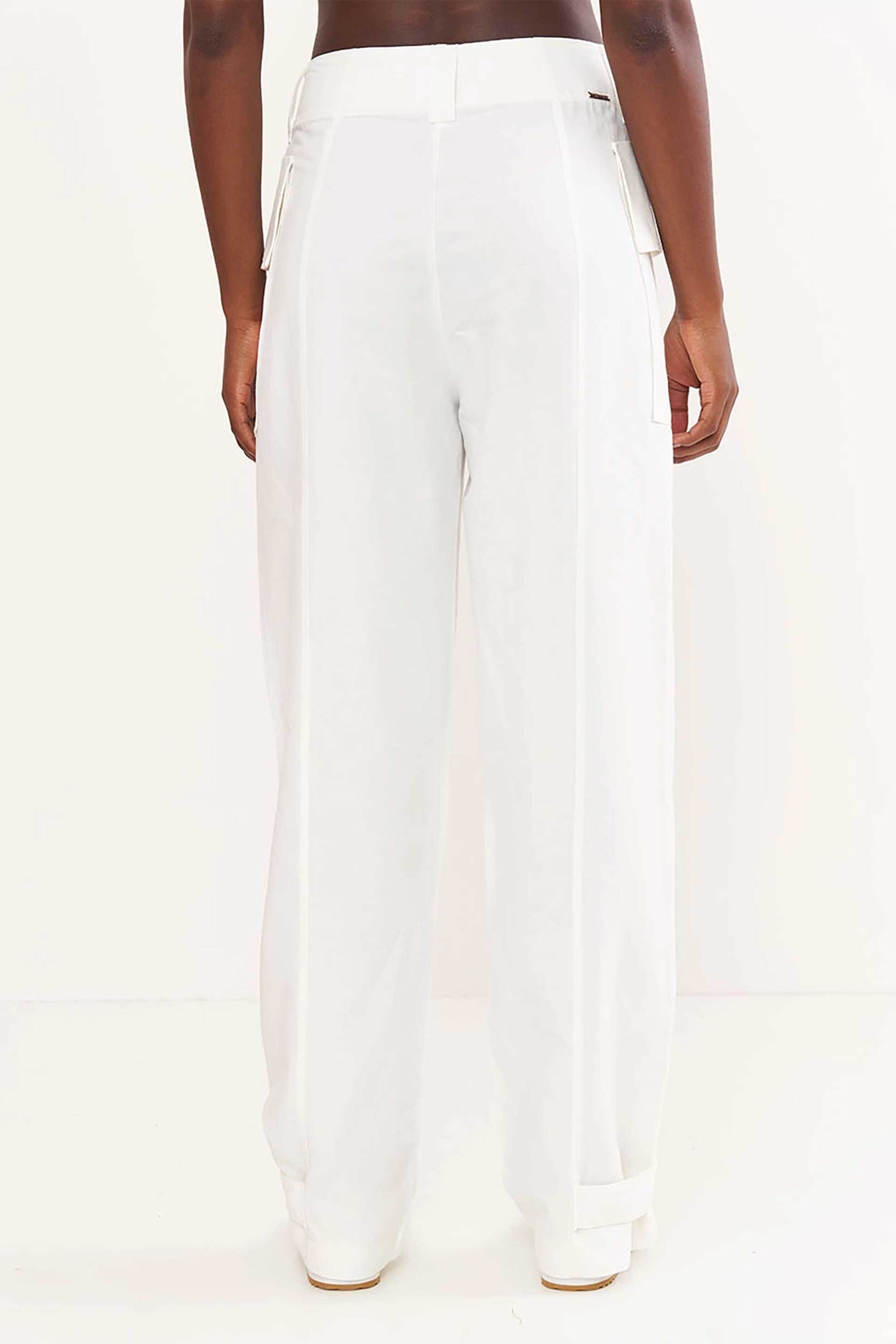 Colcci γυναικείο λινό παντελόνι Wide Leg "Riviera" - 002.01.15339 Λευκό φωτογραφία