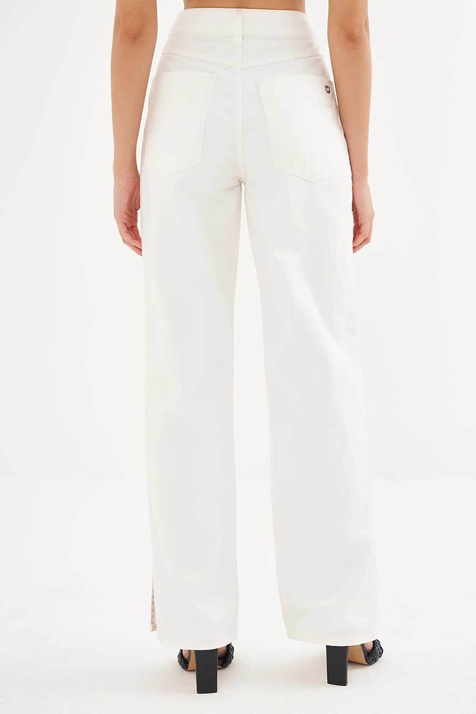 COLCCI Colcci γυναικείο τζιν παντελόνι ψηλόμεσο πεντάτσεπο με μεταλλικές λεπτομέρειες Straight Fit - 002.11.00578 Λευκό - 3