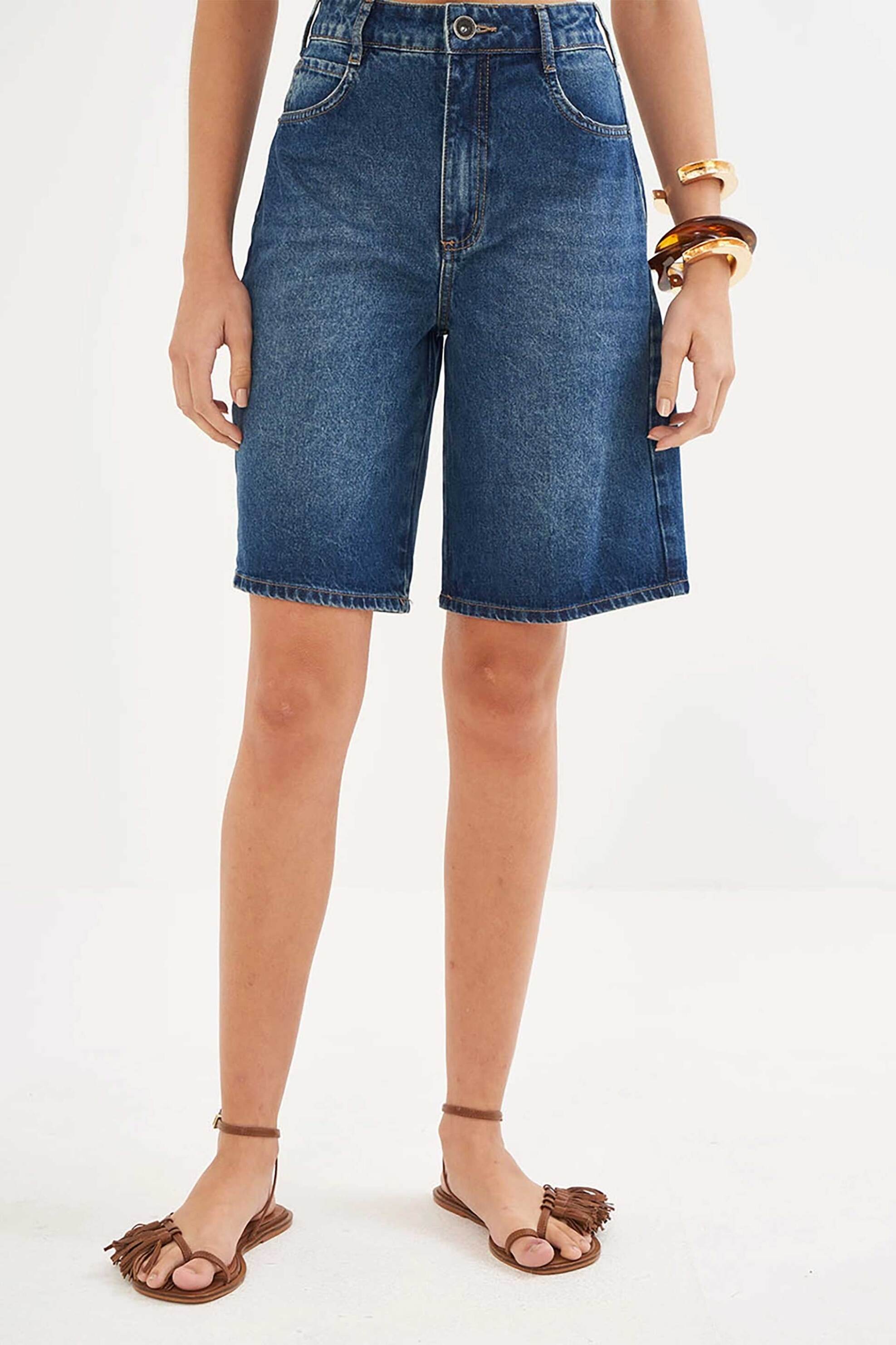 Colcci γυναικείο σορτς denim Straight Fit "Joana" - 004.01.02370 Denim Blue φωτογραφία