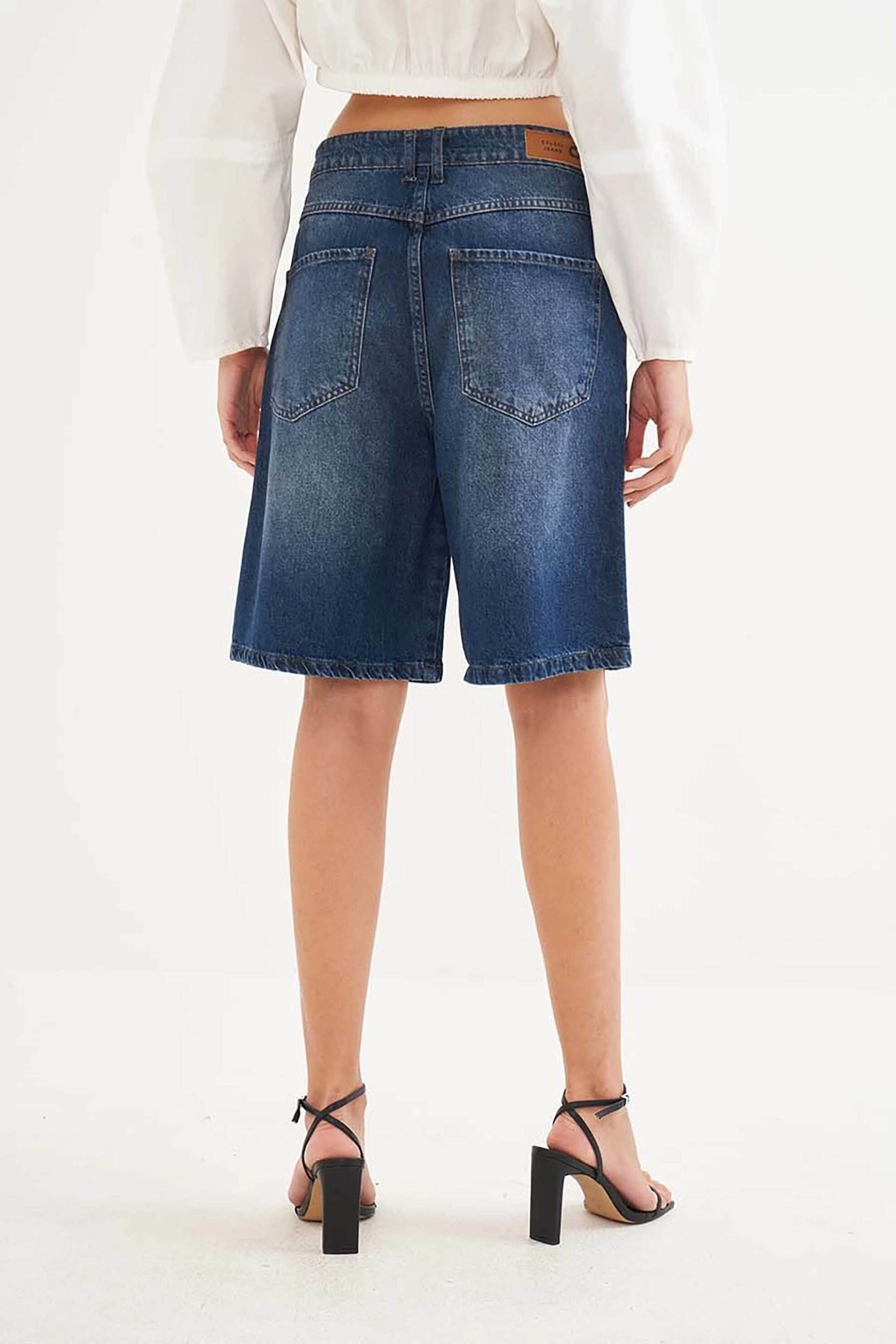 COLCCI Colcci γυναικείο σορτς denim με τρουκς Straight Fit - 004.11.00078 Denim Blue - 2