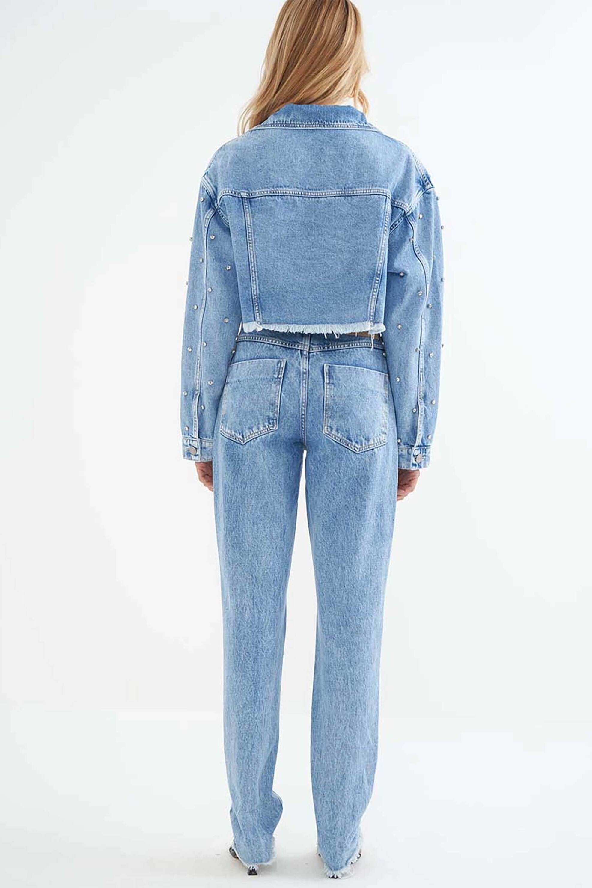 COLCCI Colcci γυναικείο denim μπουφάν με στρας - 032.11.00110 Denim Blue - 2